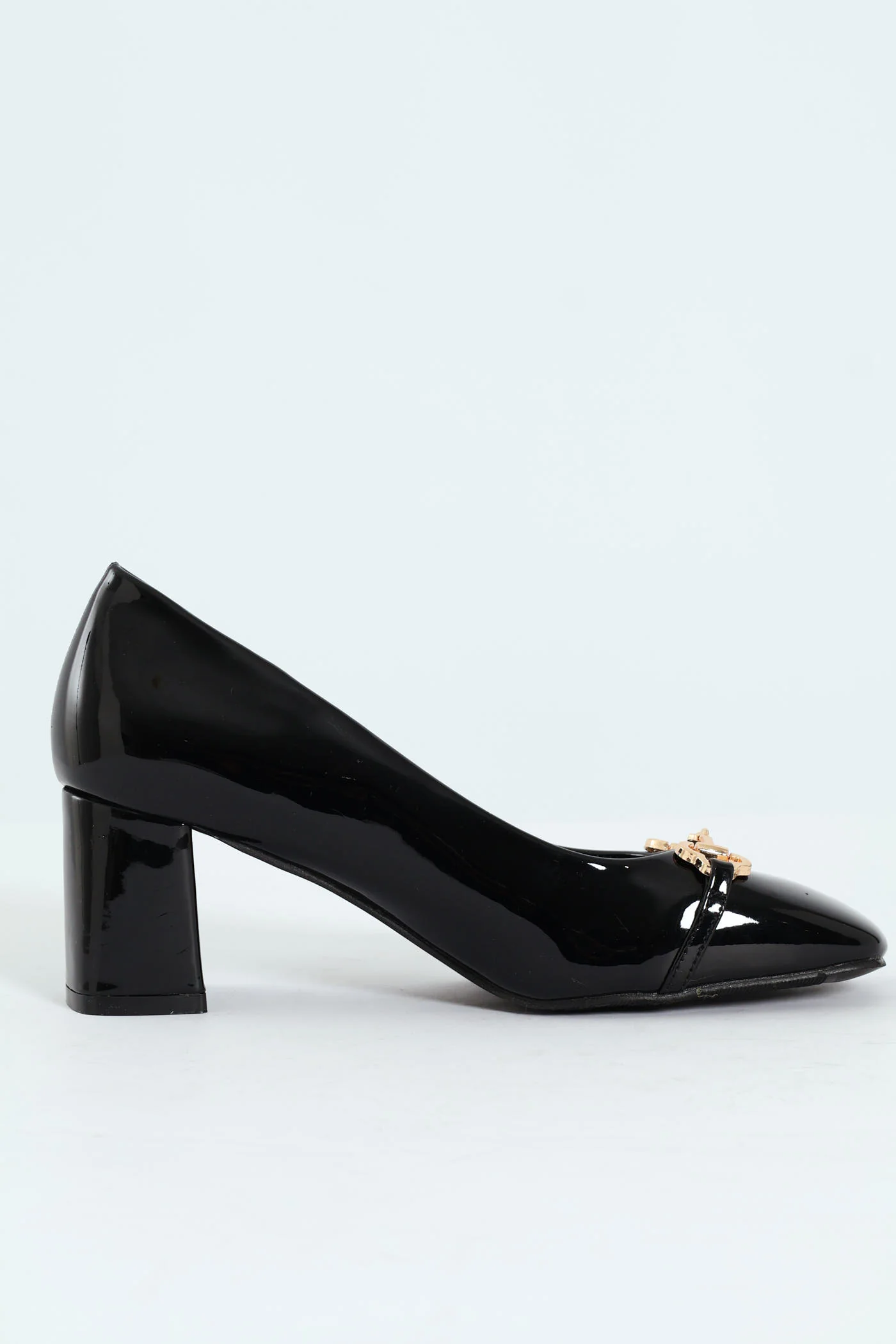 Amy Horsebit Square Toe Kitten Block Court Heel - Black - Image 4