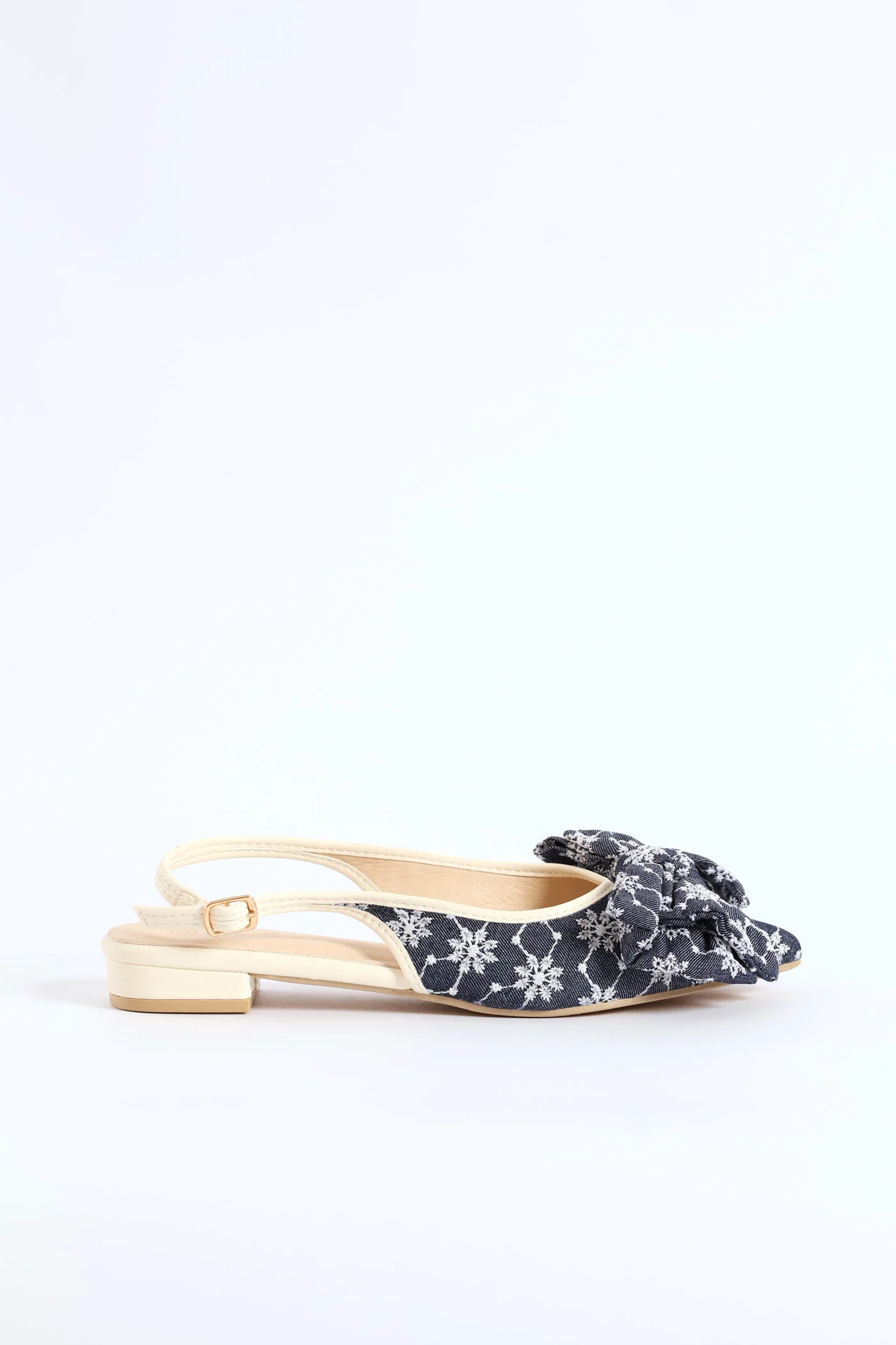 Anglaise Bow Slingback - Navy/White - Image 3