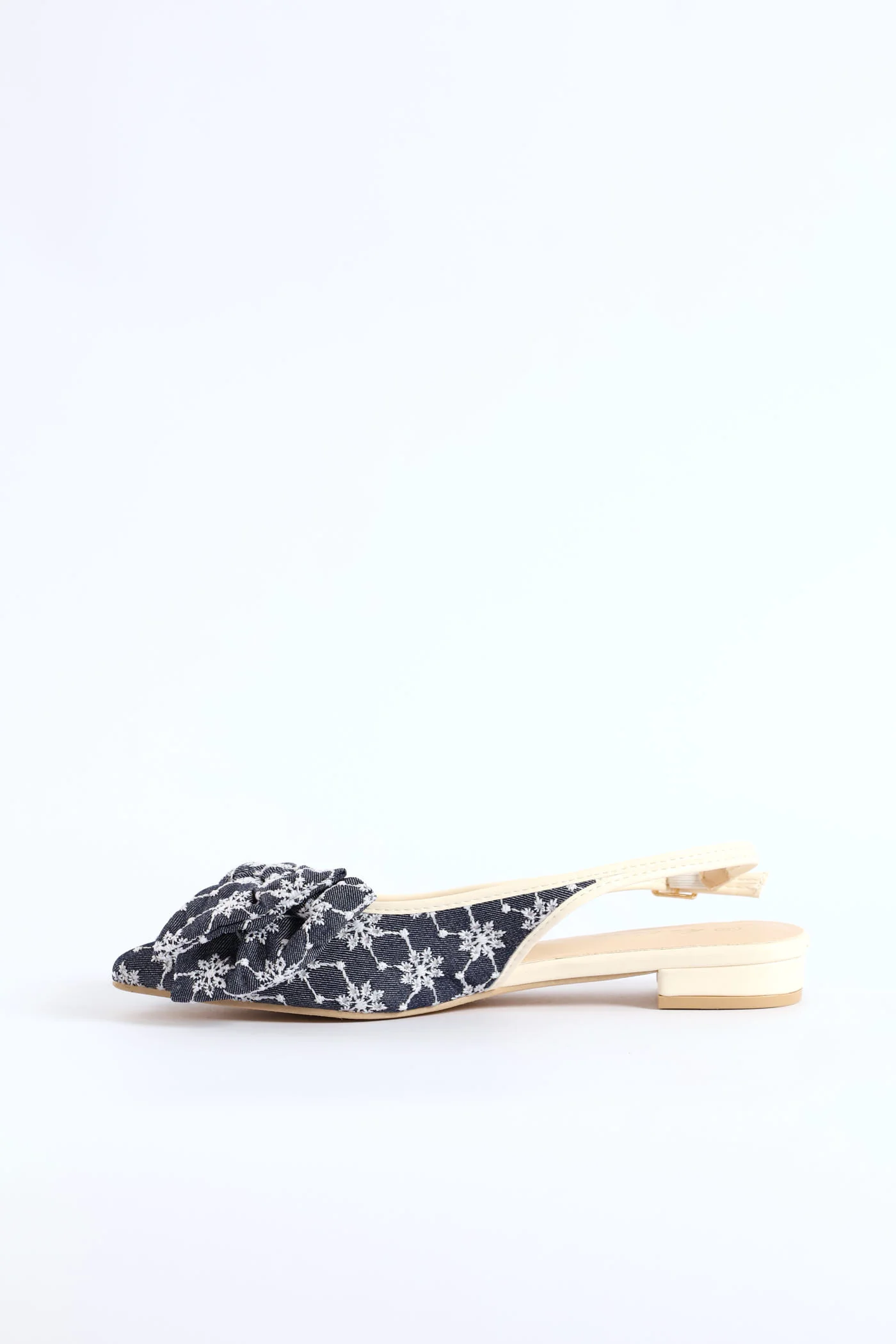 Anglaise Bow Slingback - Navy/White - Image 4