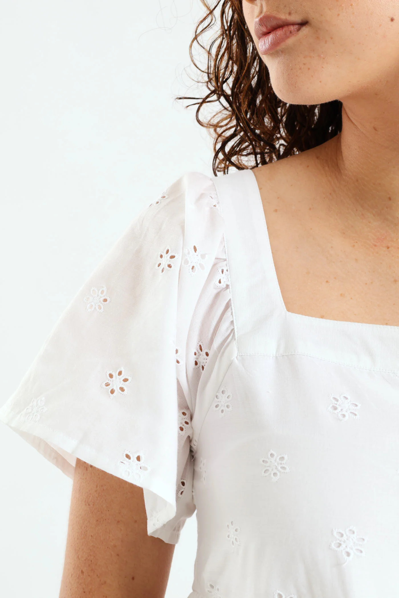 Anglaise Boxy Mini Dress - White - Image 2