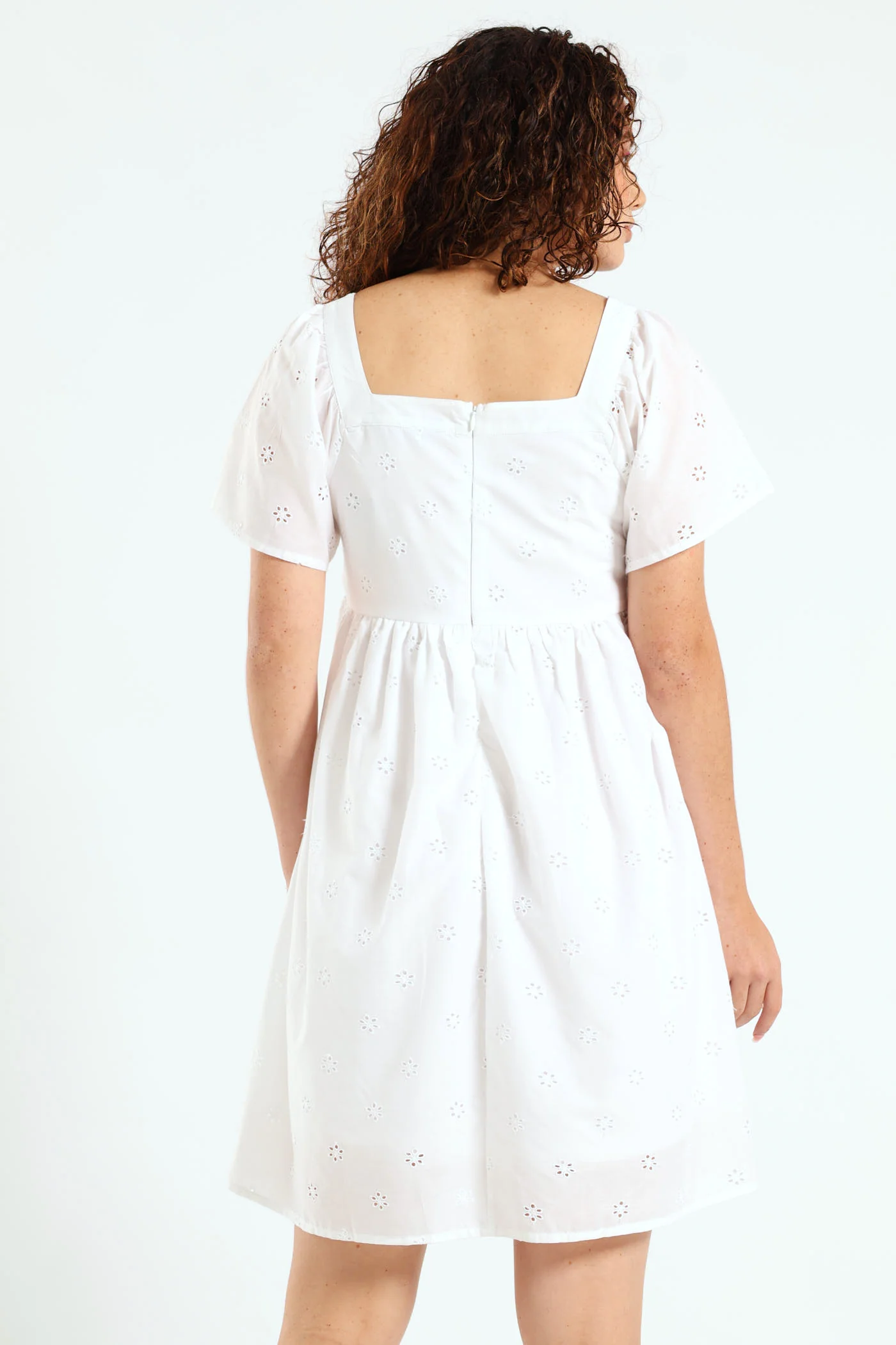 Anglaise Boxy Mini Dress - White - Image 3