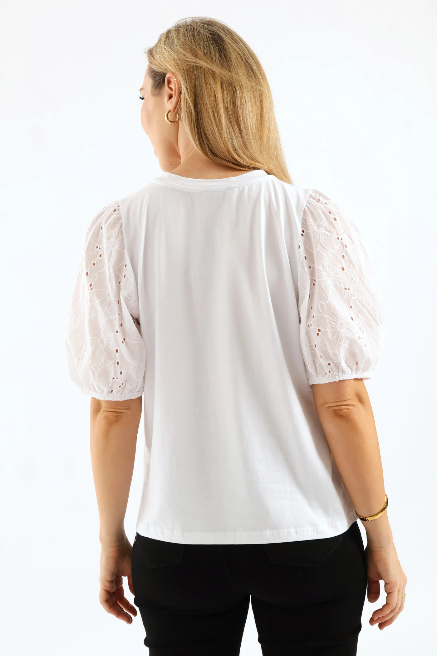 Anglaise Bubble Sleeve Top - Off White - Image 4