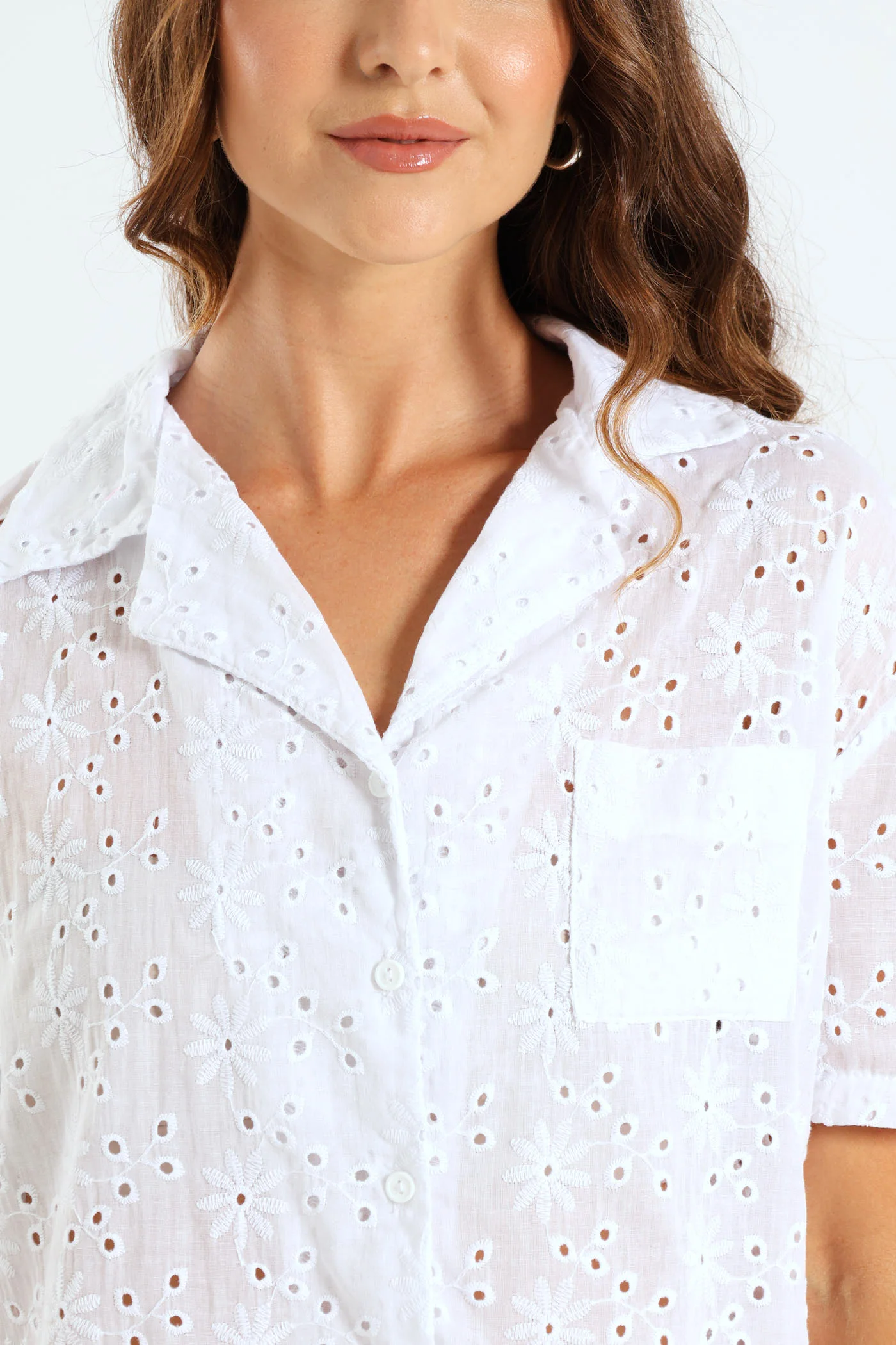 Anglaise Button Through Short Set - White - Image 4