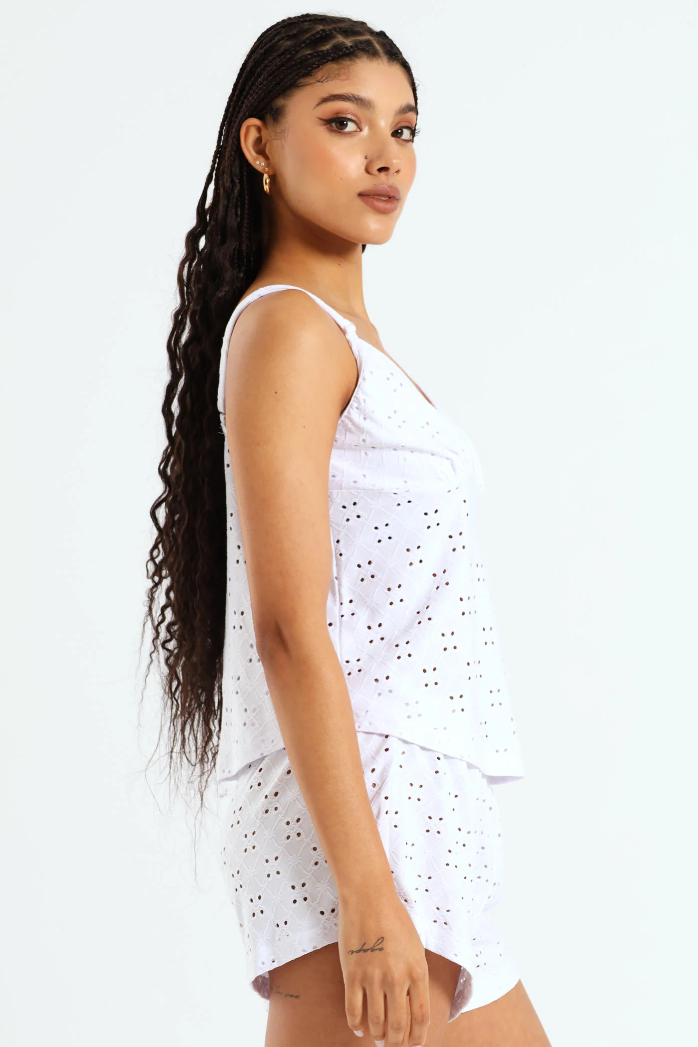Anglaise Cami & Short Set - White - Image 4