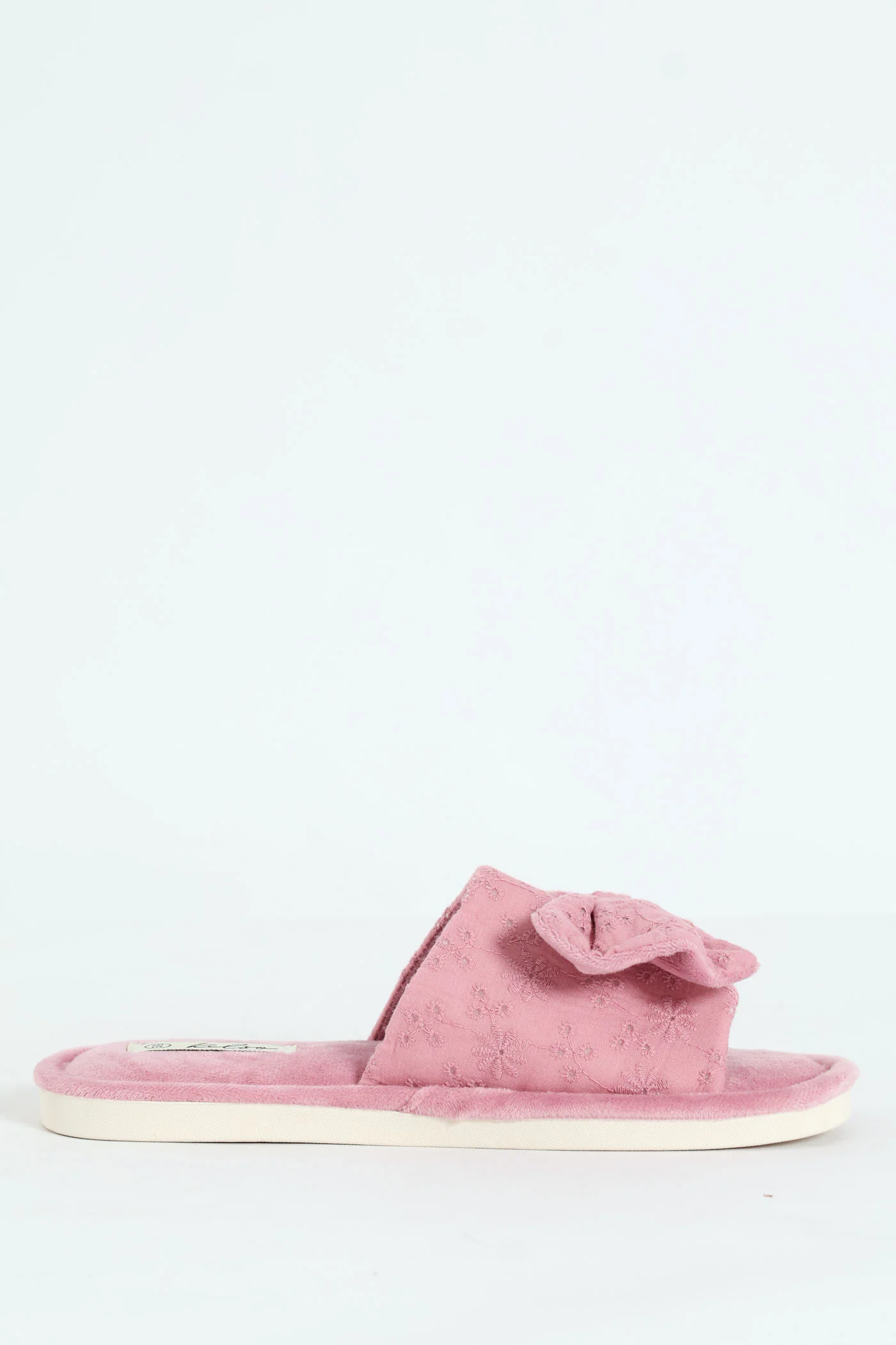 Anglaise Mule Slipper With Bow Detail - Mauve - Image 3