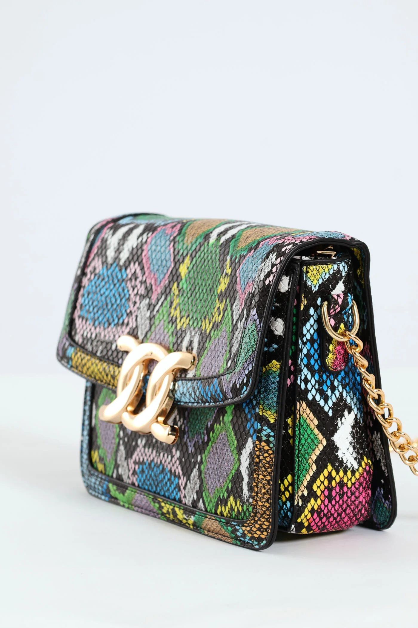 Animal Print Gold Clasp Satchel - Multi - Image 2