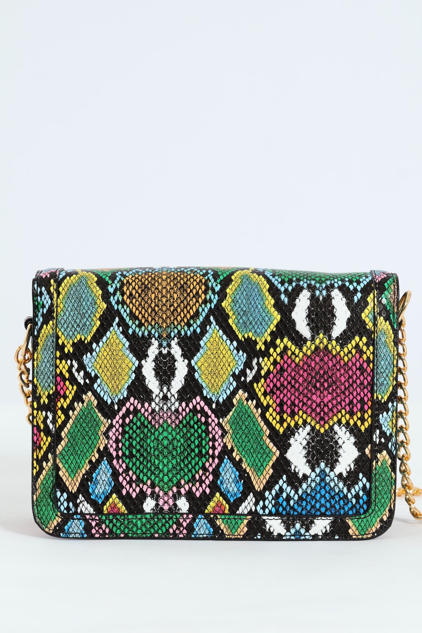 Animal Print Gold Clasp Satchel - Multi - Image 3