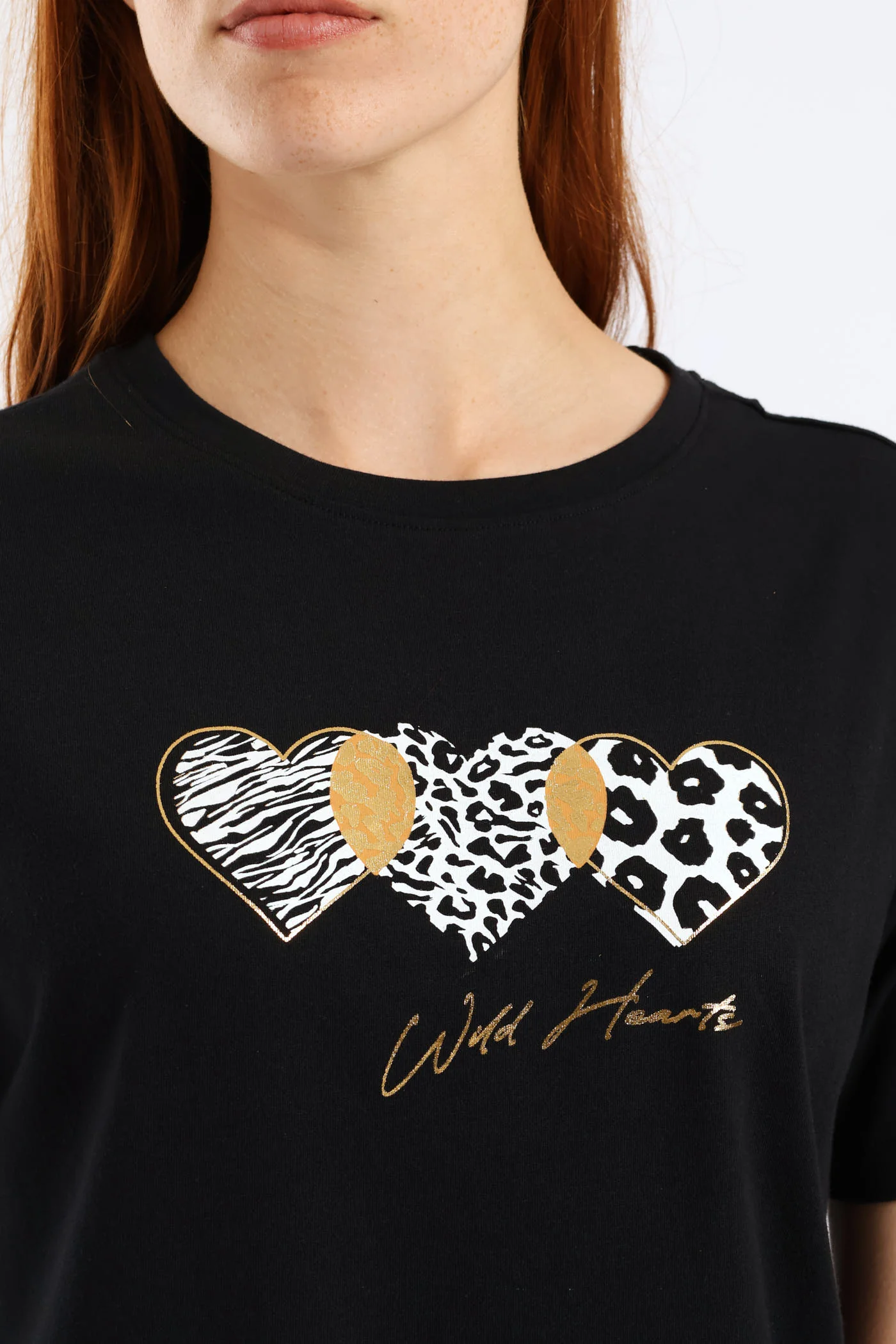 Animal Print Hearts Tee - Black - Image 2