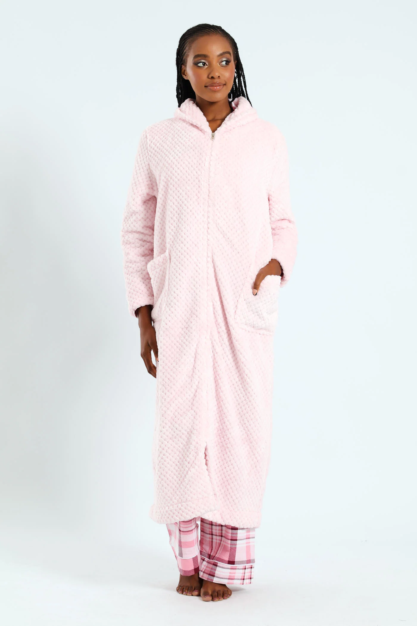 Ankle Length Zip-Through Gown - Light Pink - Image 3