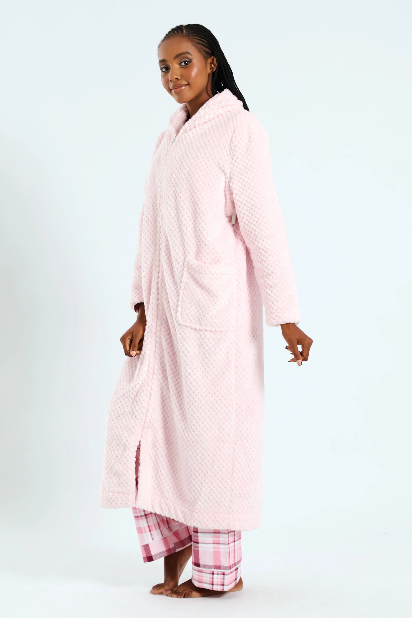 Ankle Length Zip-Through Gown - Light Pink - Image 4