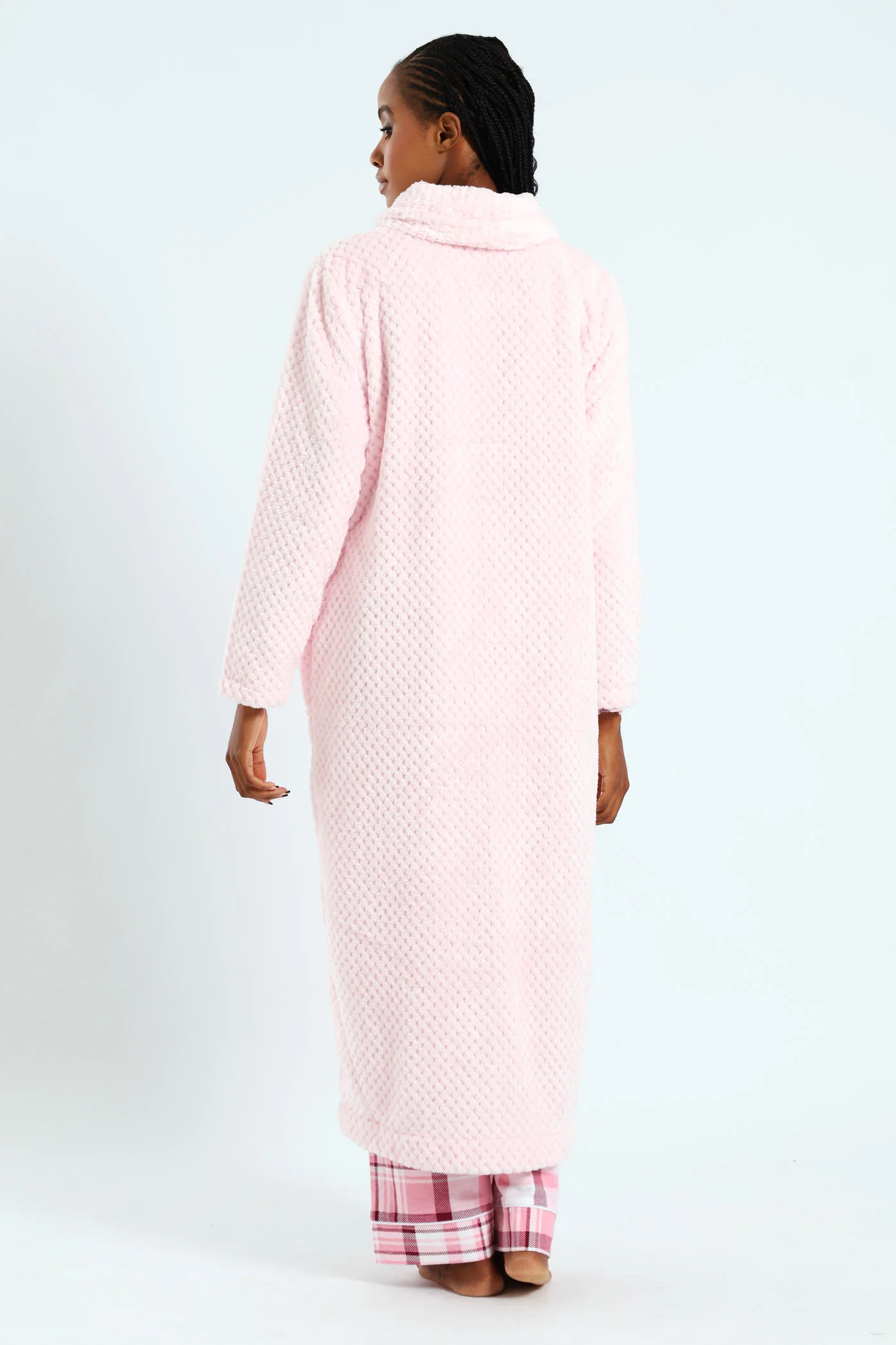 Ankle Length Zip-Through Gown - Light Pink - Image 5