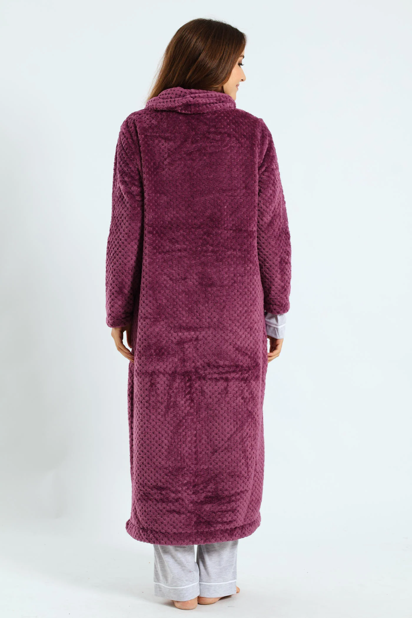 Ankle Length Zip-Through Gown - Purple - Image 3