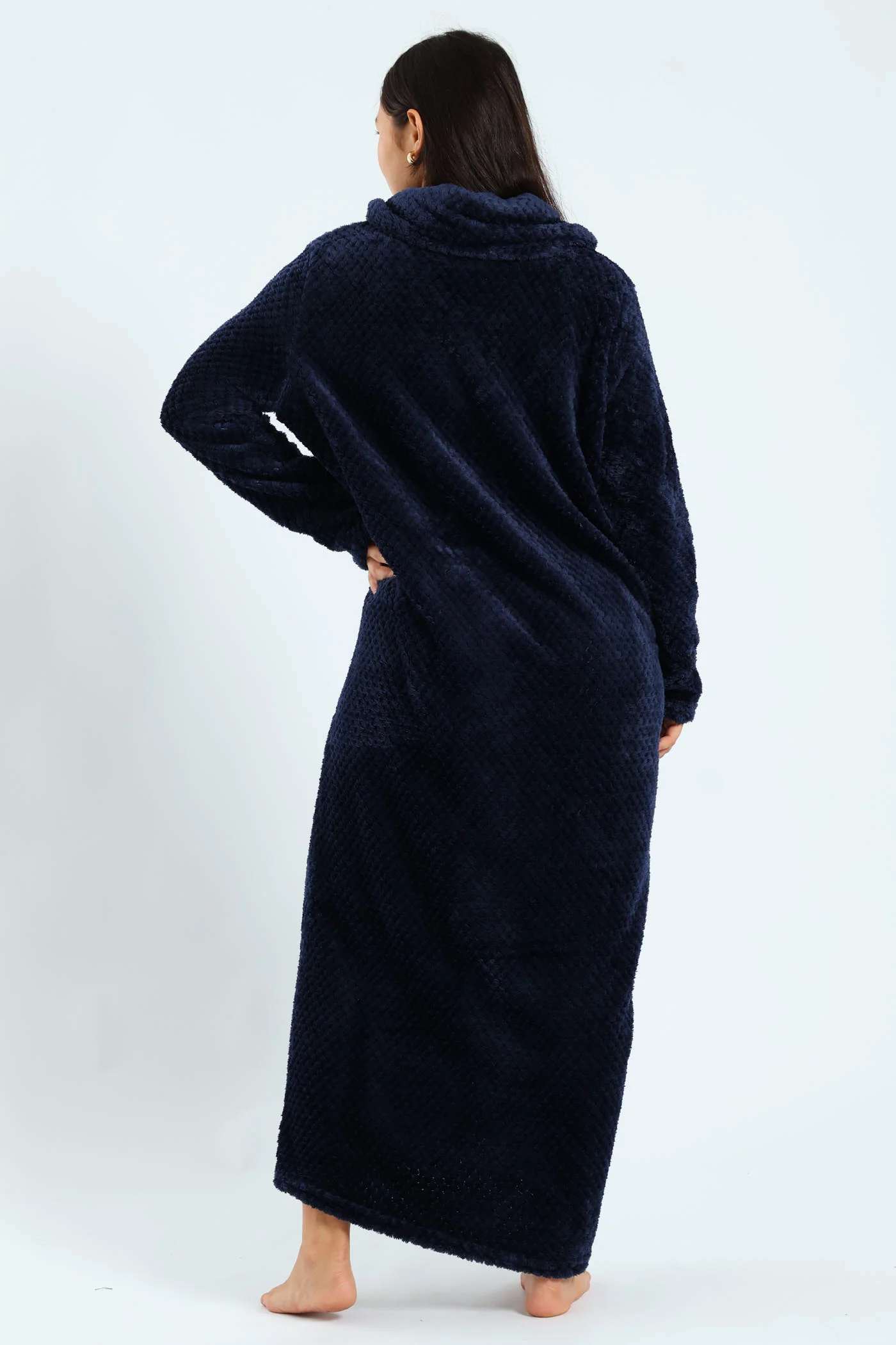 Ankle Length Zip Through Gown - Navy - Image 3