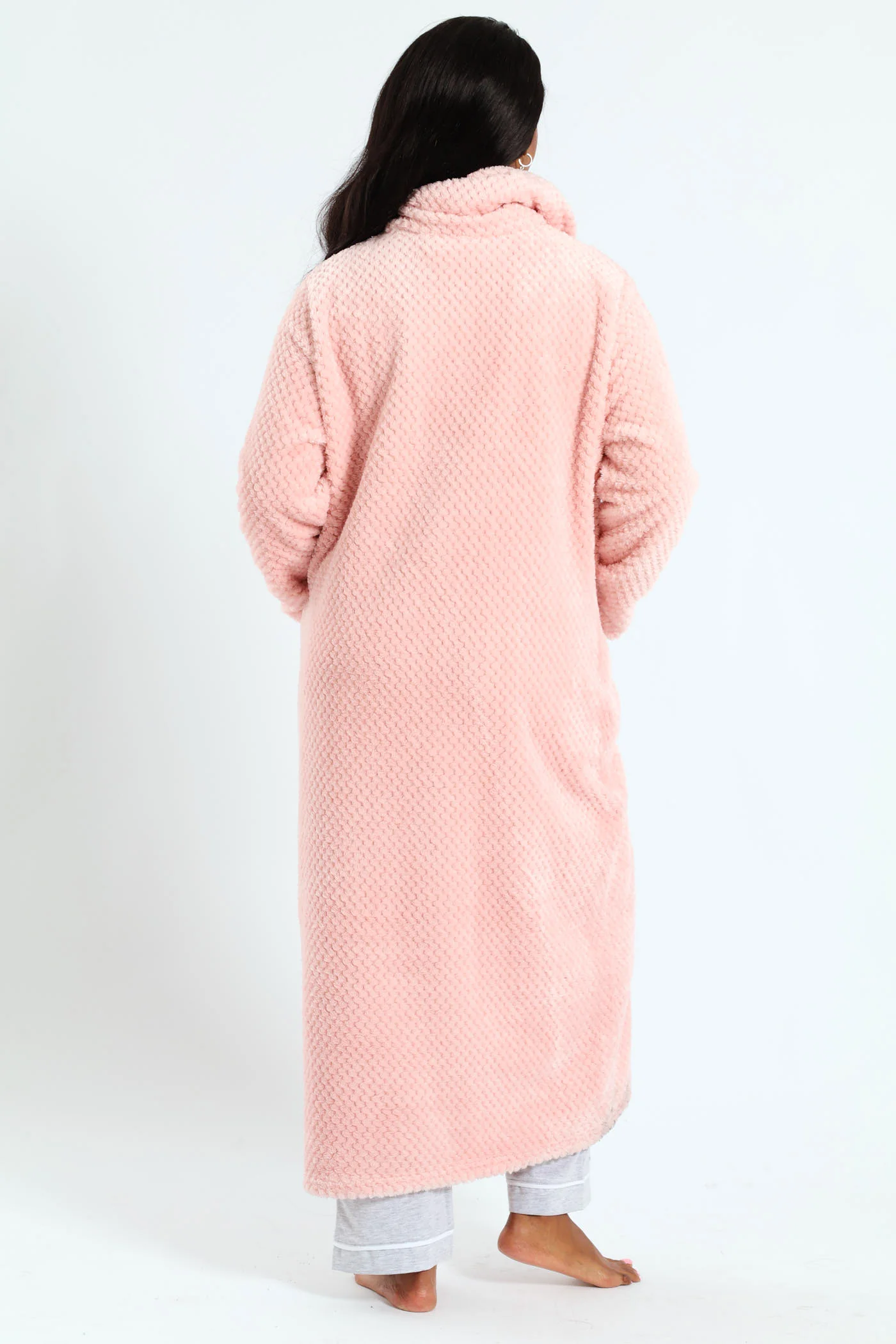Ankle Length Zip-Through Gown - Pink - Image 4