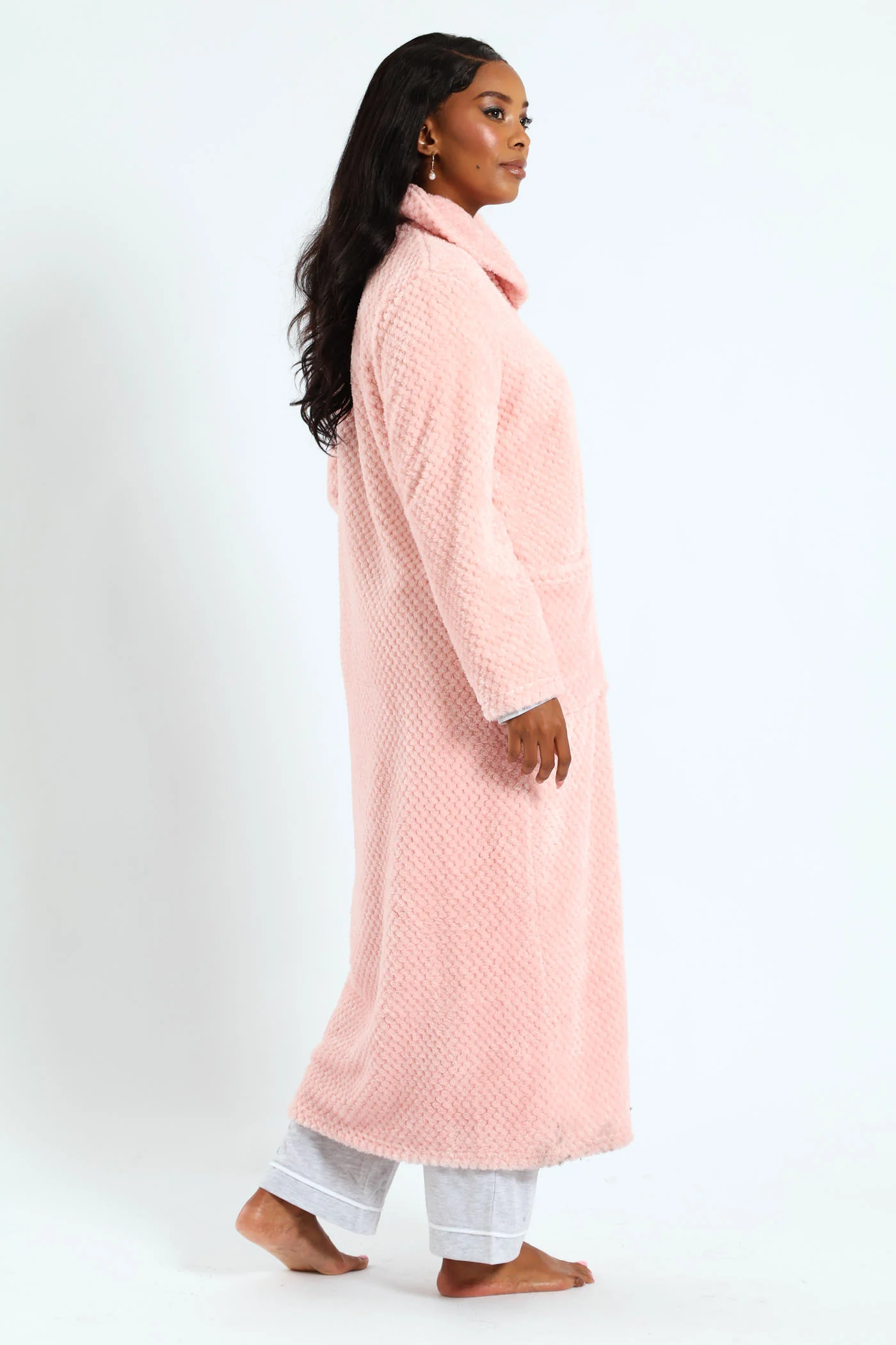 Ankle Length Zip-Through Gown - Pink - Image 5