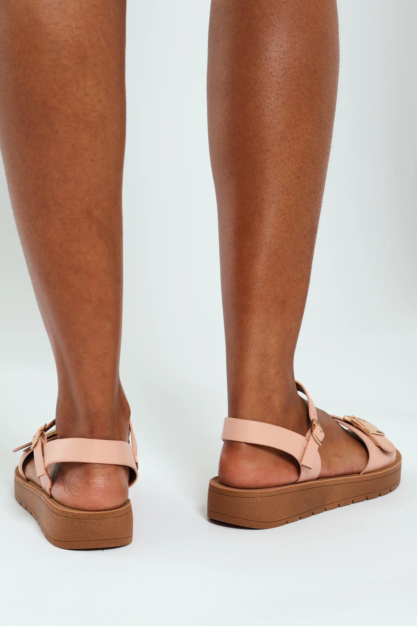 Ankle Strap Sandal With Buckle On Comfort Outsole - Blush - Image 4