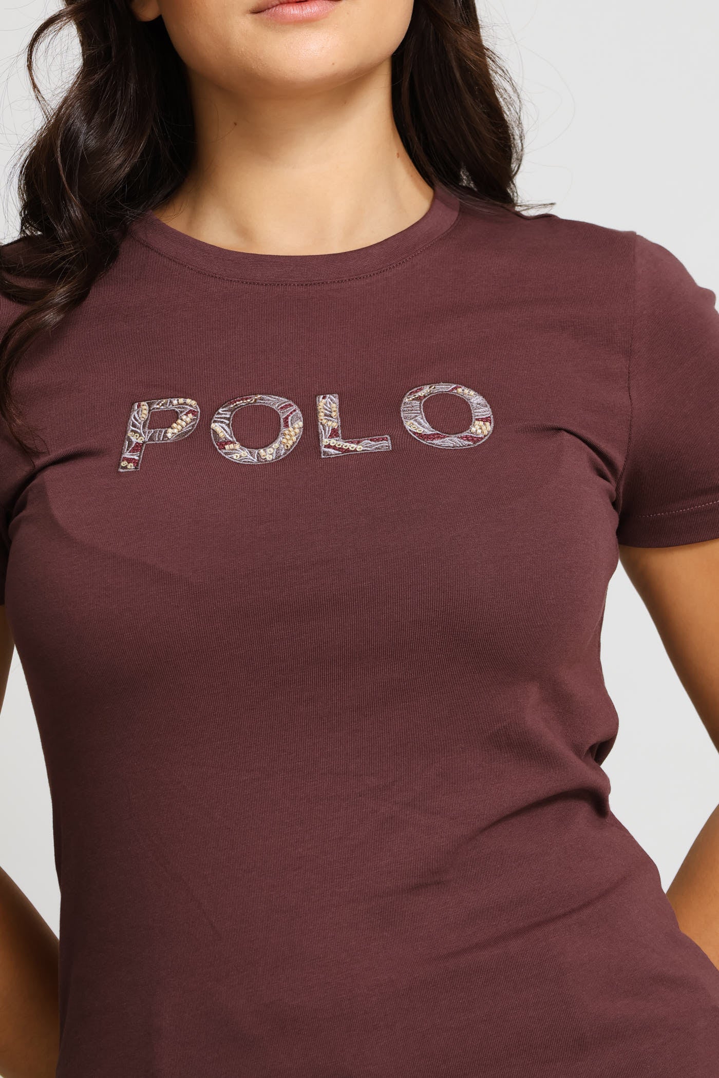 Anlia Embellished T-Shirt - Brown - Image 2