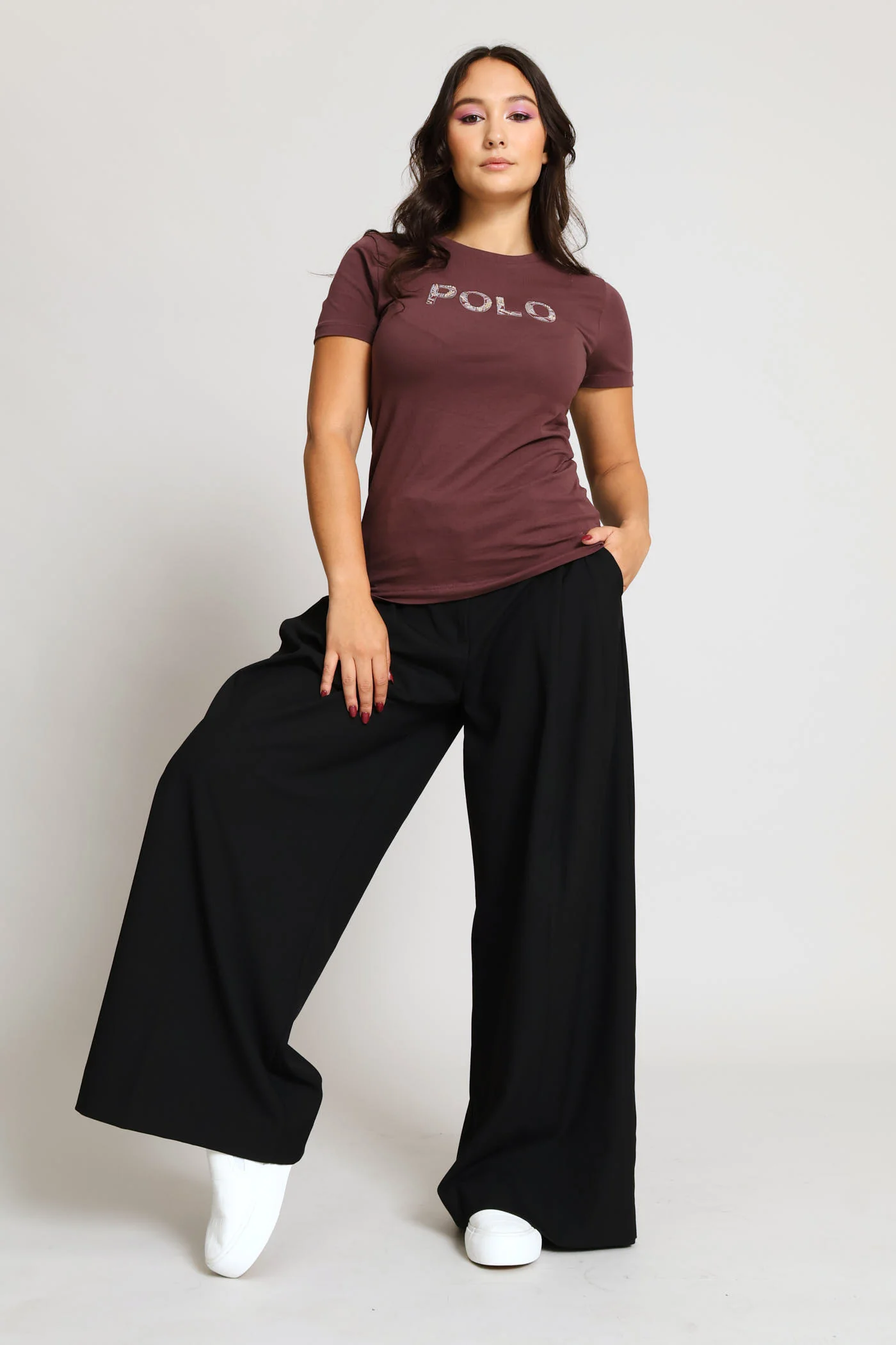 Anlia Embellished T-Shirt - Brown - Image 5