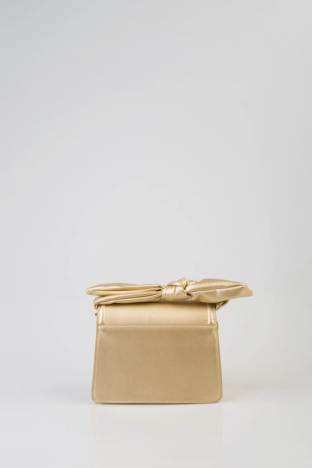 Annie Metallic Mini Handbag With Bow Knot Strap Detail - Bronze - Image 7