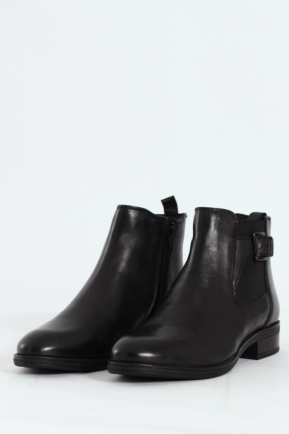 Annika Nappa Leather Buckle Ankle Boot - Black - Image 3