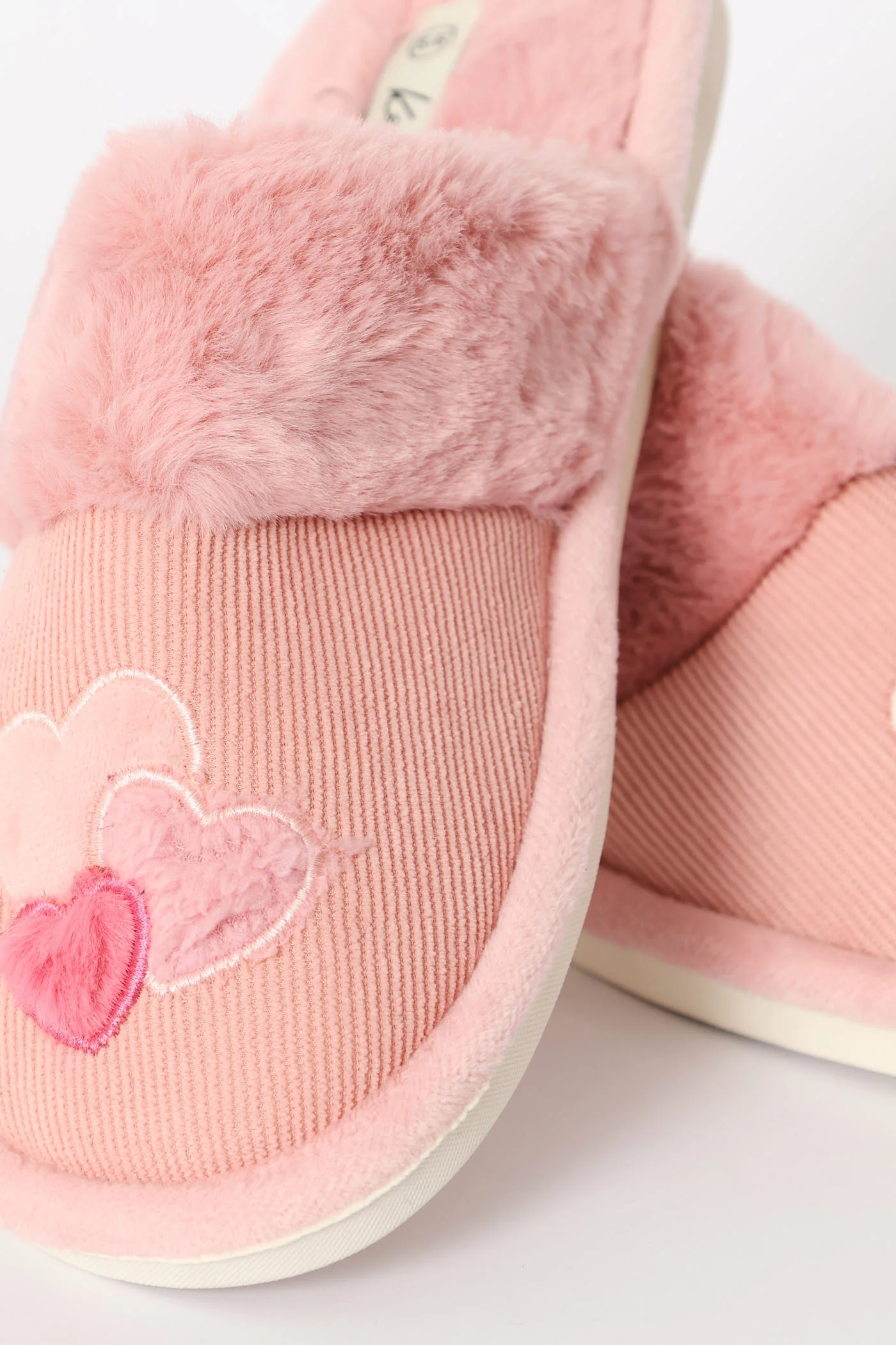 Applique Detail Cordoroy Slipper - Pink - Image 2