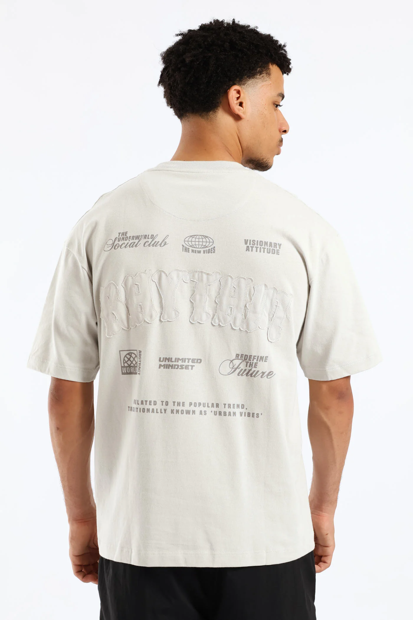 Applique Oversized Tee - Light Grey - Image 2