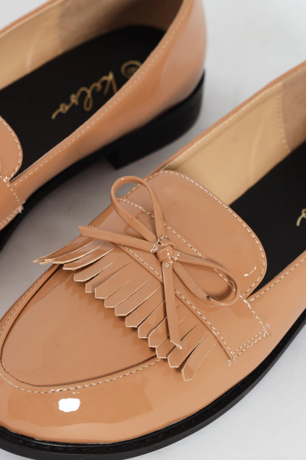 Apron Tassled Patent Loafer - Beige - Image 6