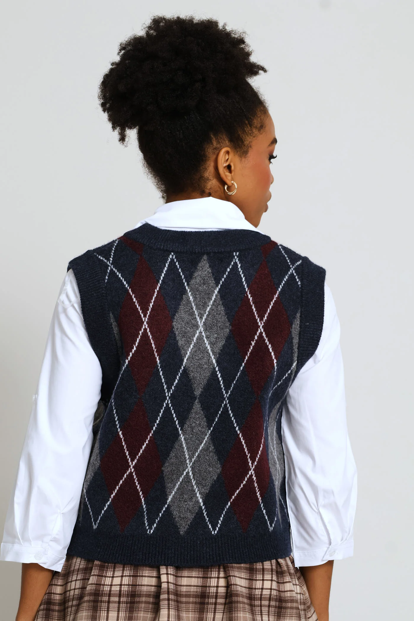 Argyle Knitted Vest - Navy - Image 5