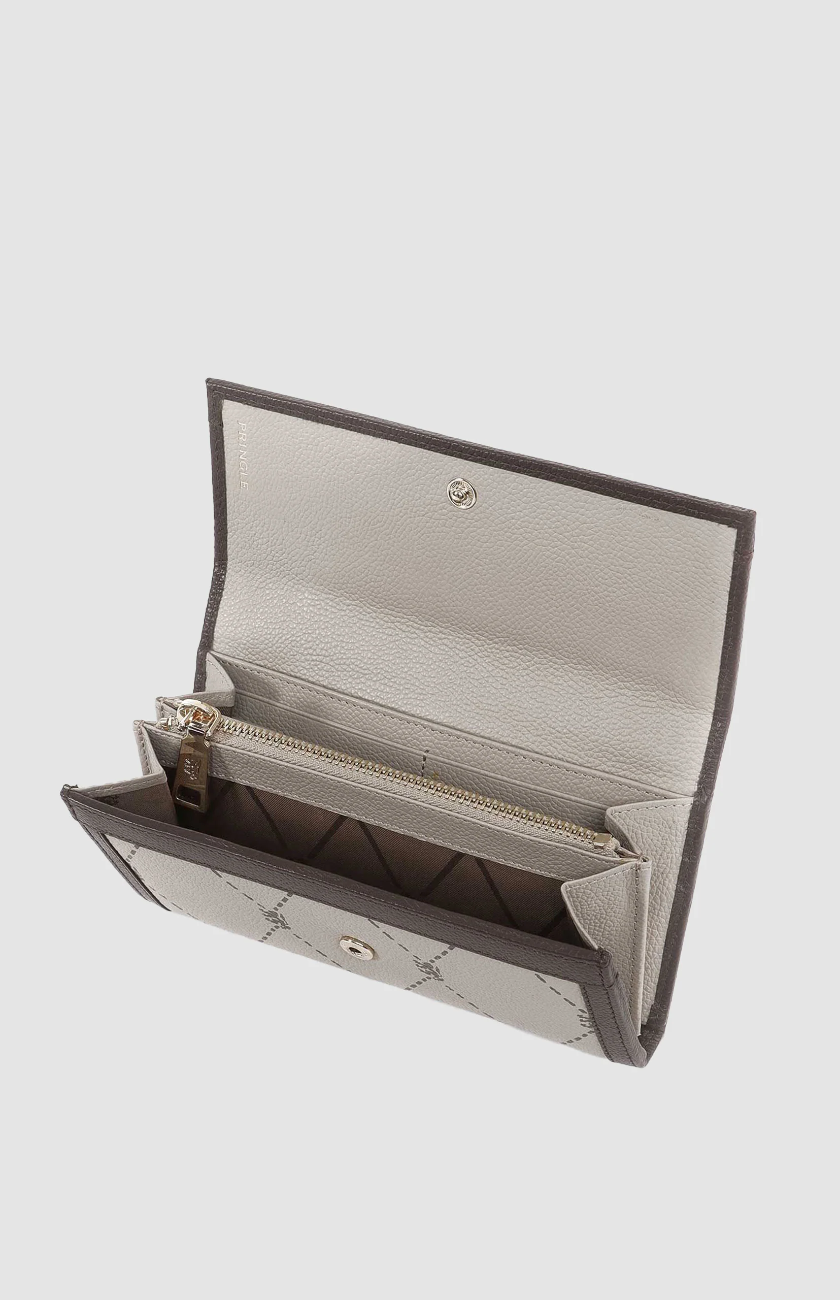 Argyle Print Flapover Purse - Stone - Image 2