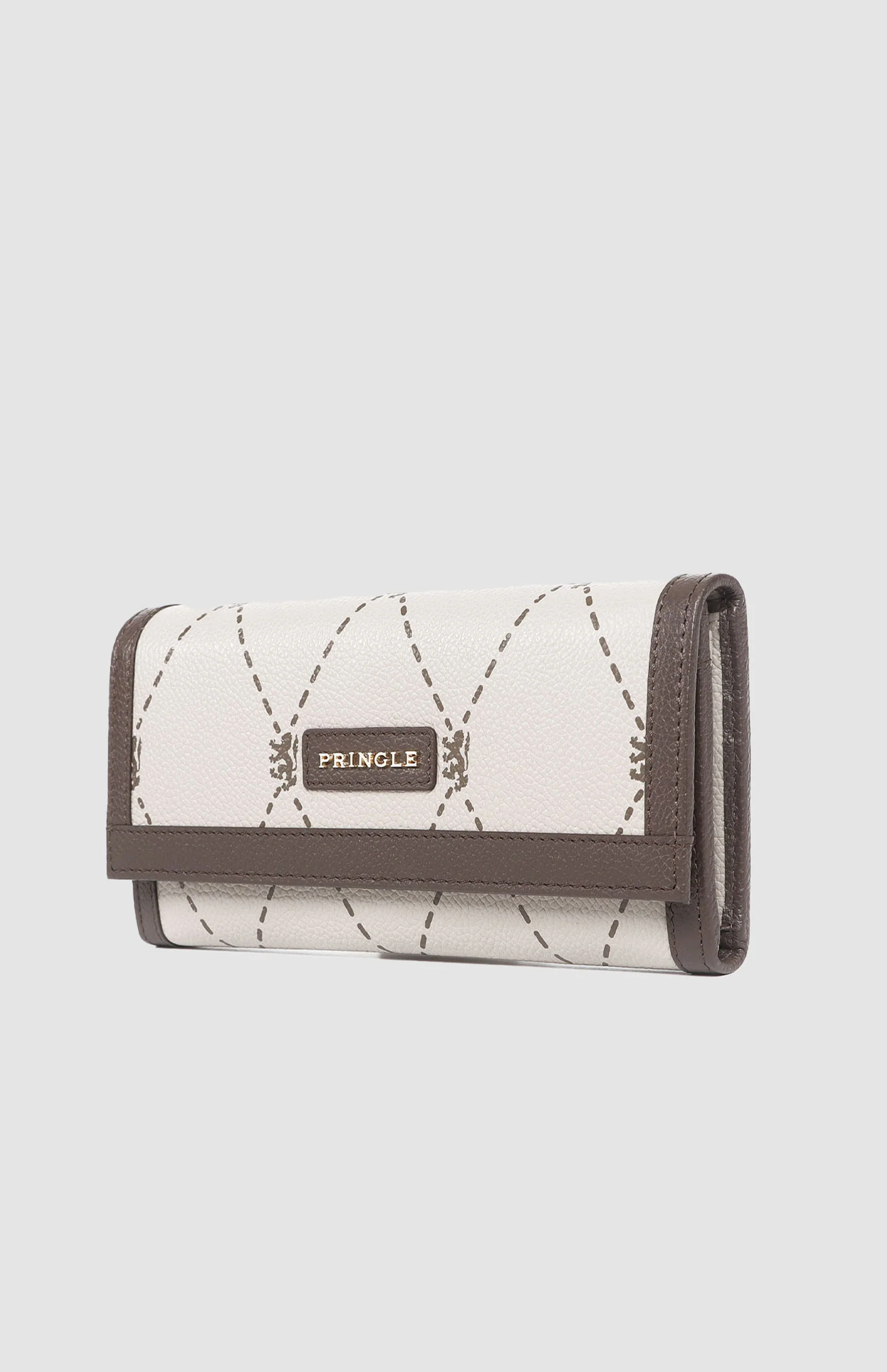 Argyle Print Flapover Purse - Stone - Image 3