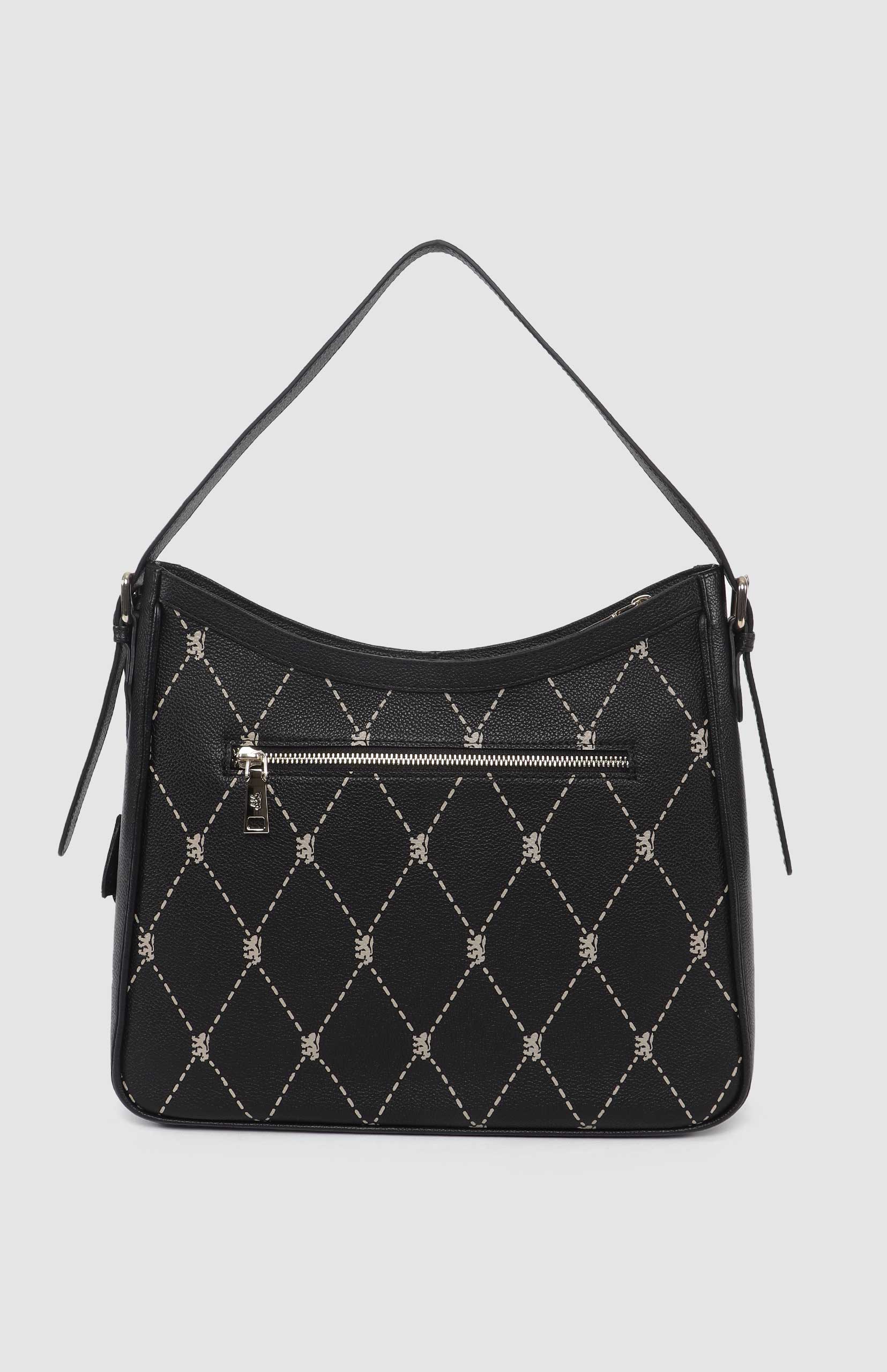 Argyle Print Hobo Bag - Black - Image 2