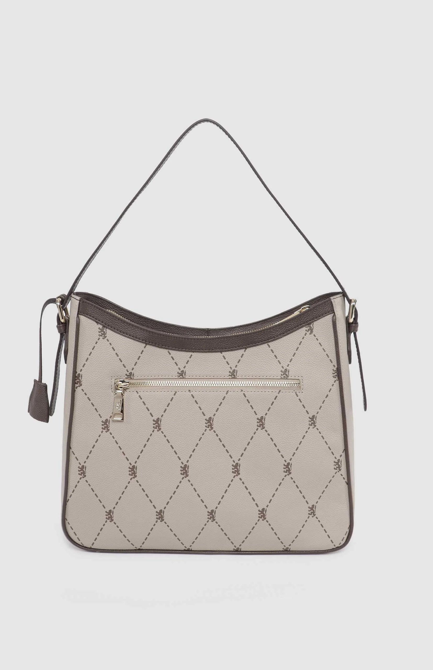 Argyle Print Hobo Bag - Stone - Image 3