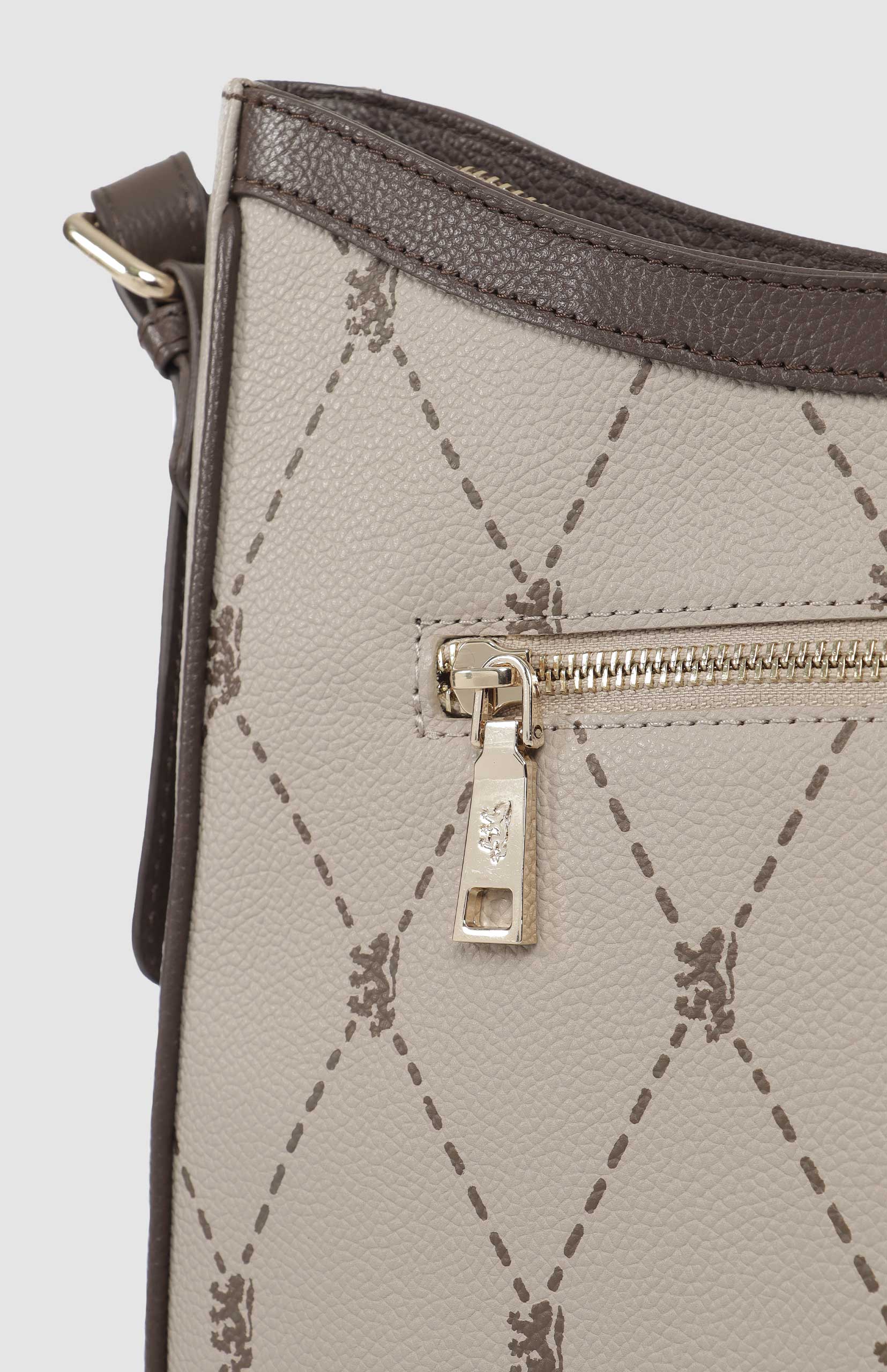 Argyle Print Hobo Bag - Stone - Image 4