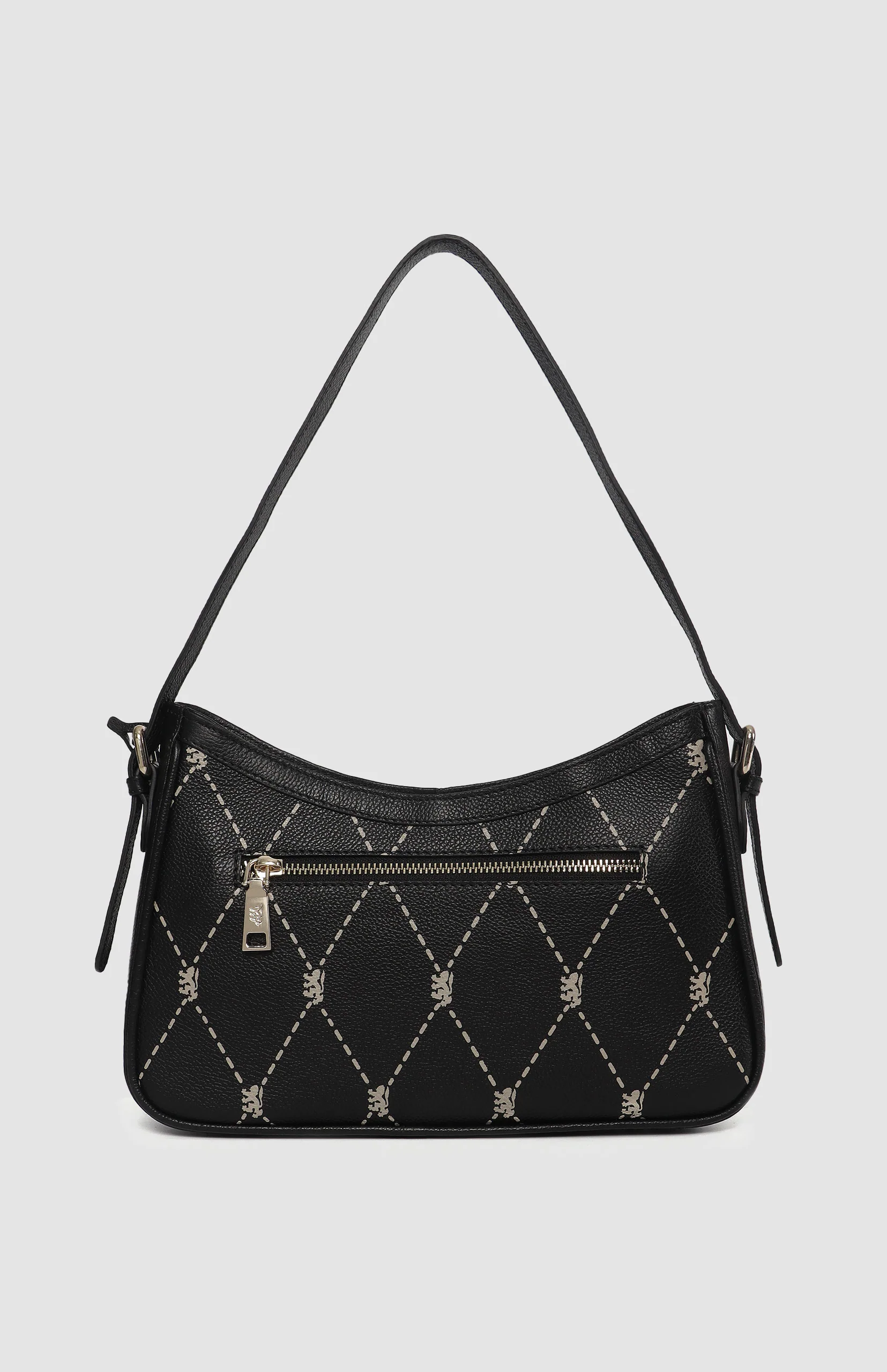 Argyle Print Small Shoulder Bag - Black - Image 2