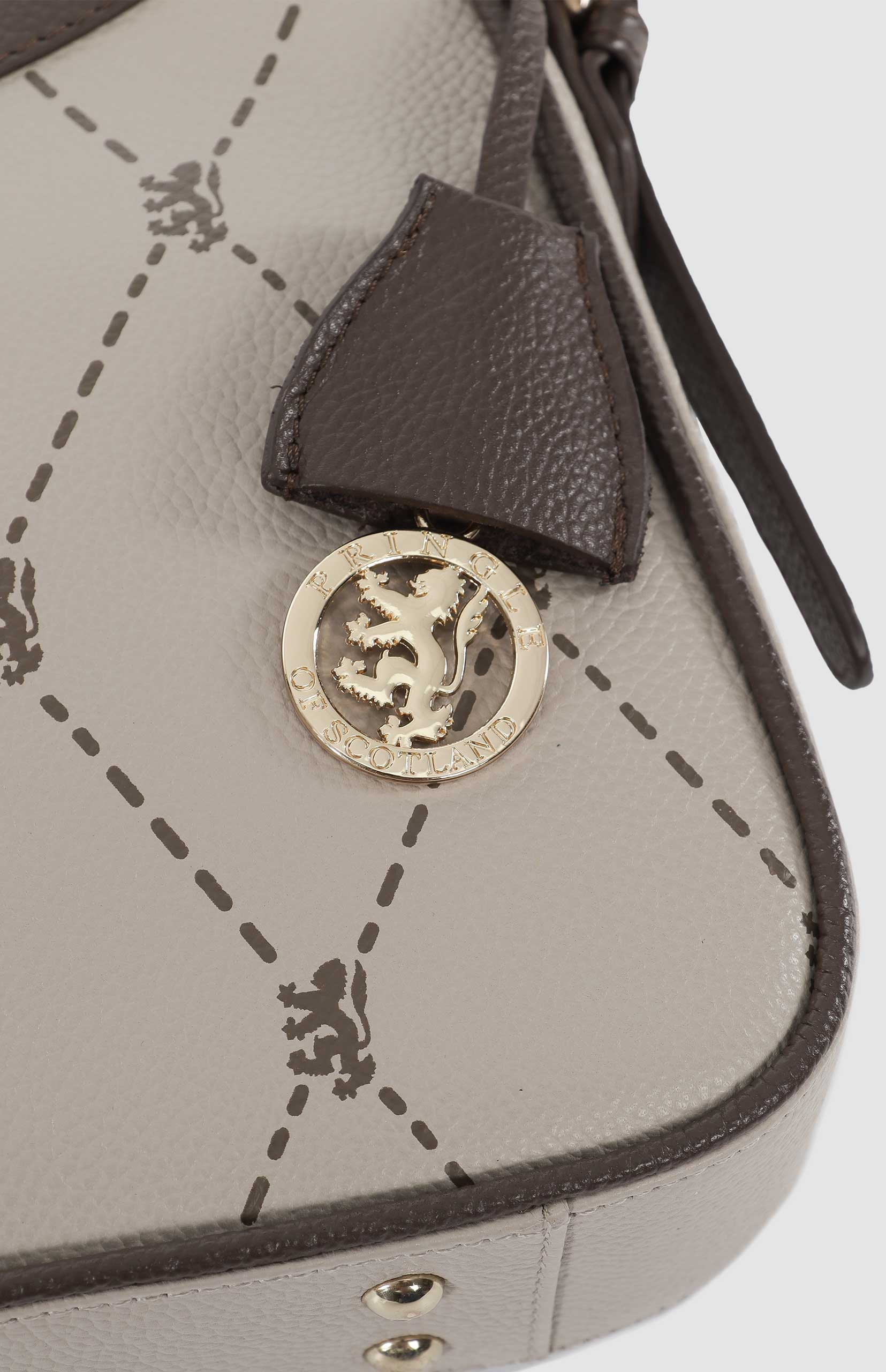 Argyle Print Small Shoulder Bag - Stone - Image 4