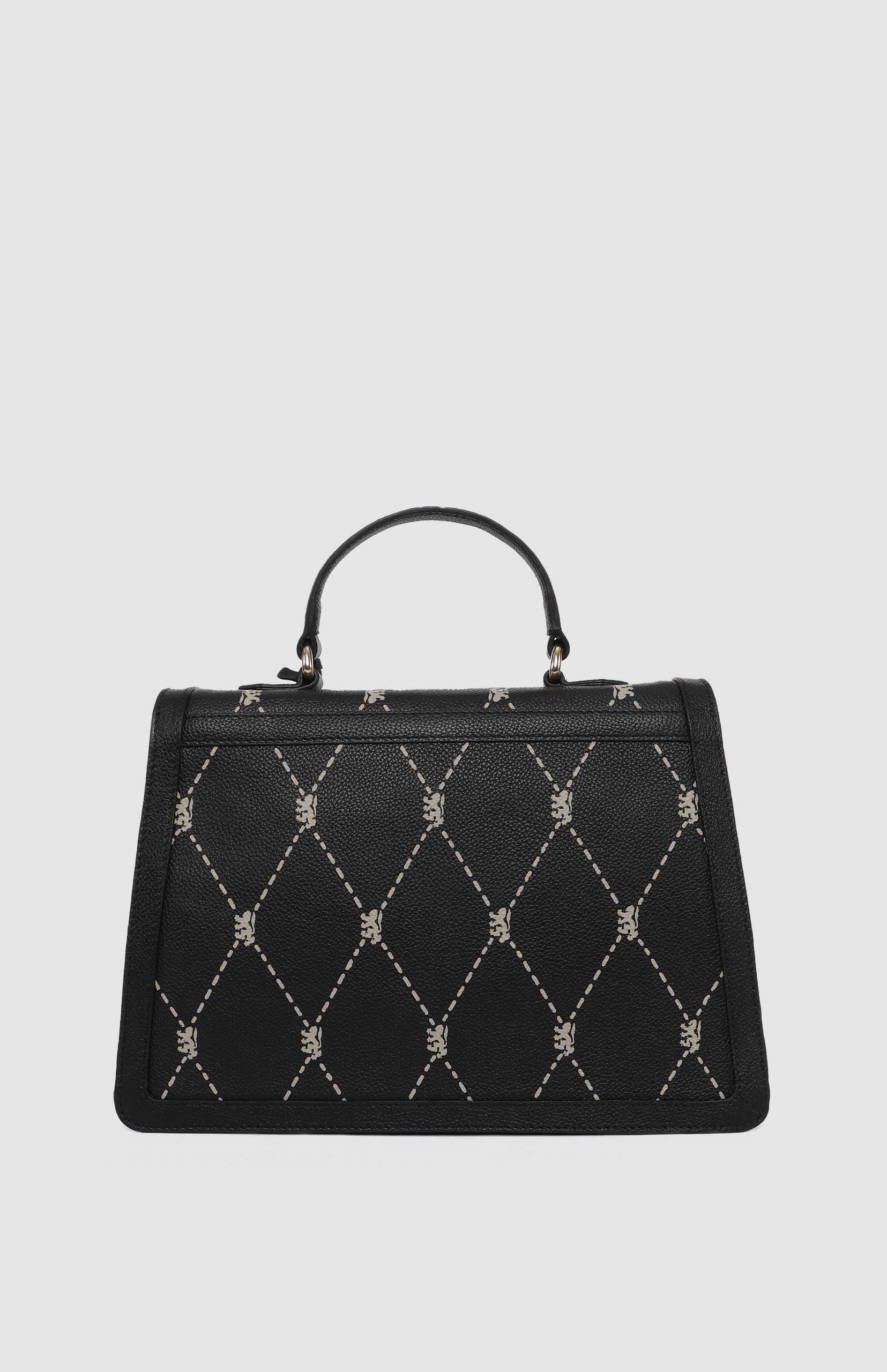 Argyle Print Top Handle Crossbody Bag - Black - Image 3
