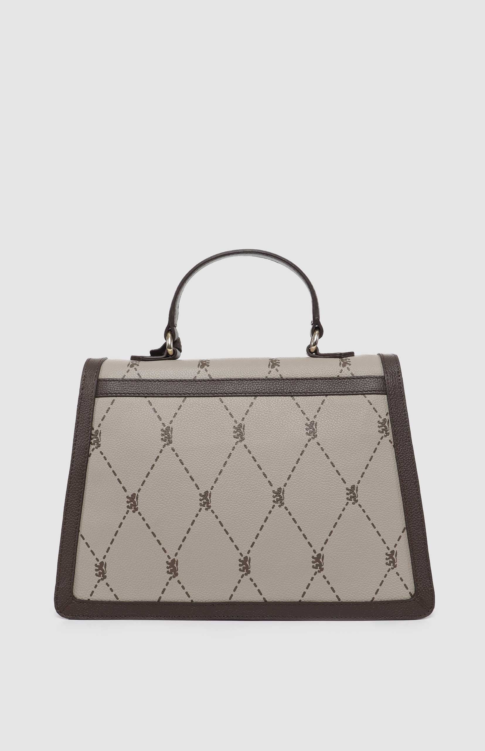Argyle Print Top Handle Crossbody Bag - Stone - Image 3