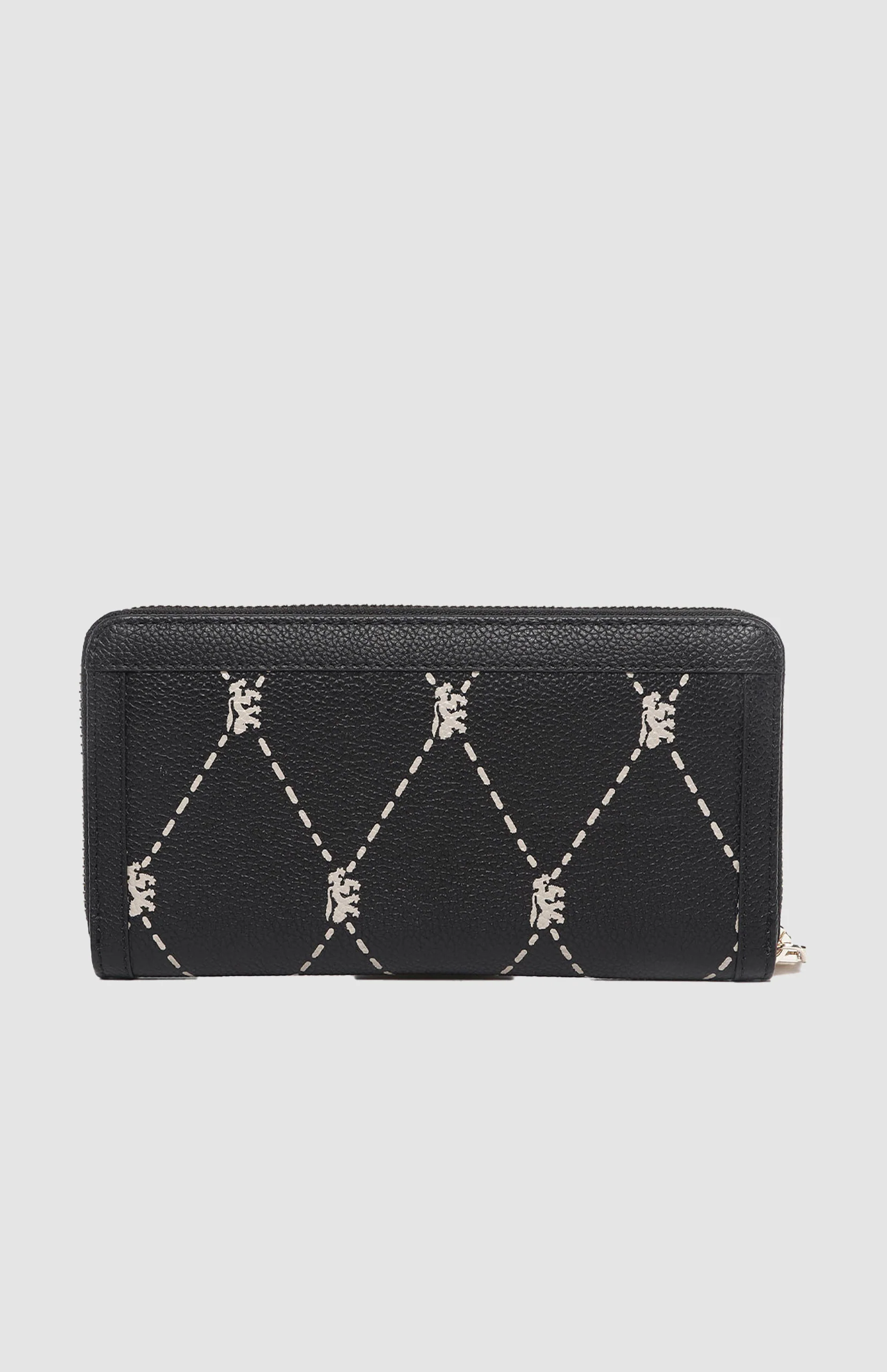 Argyle Print Zip Around Purse - Black - Image 4