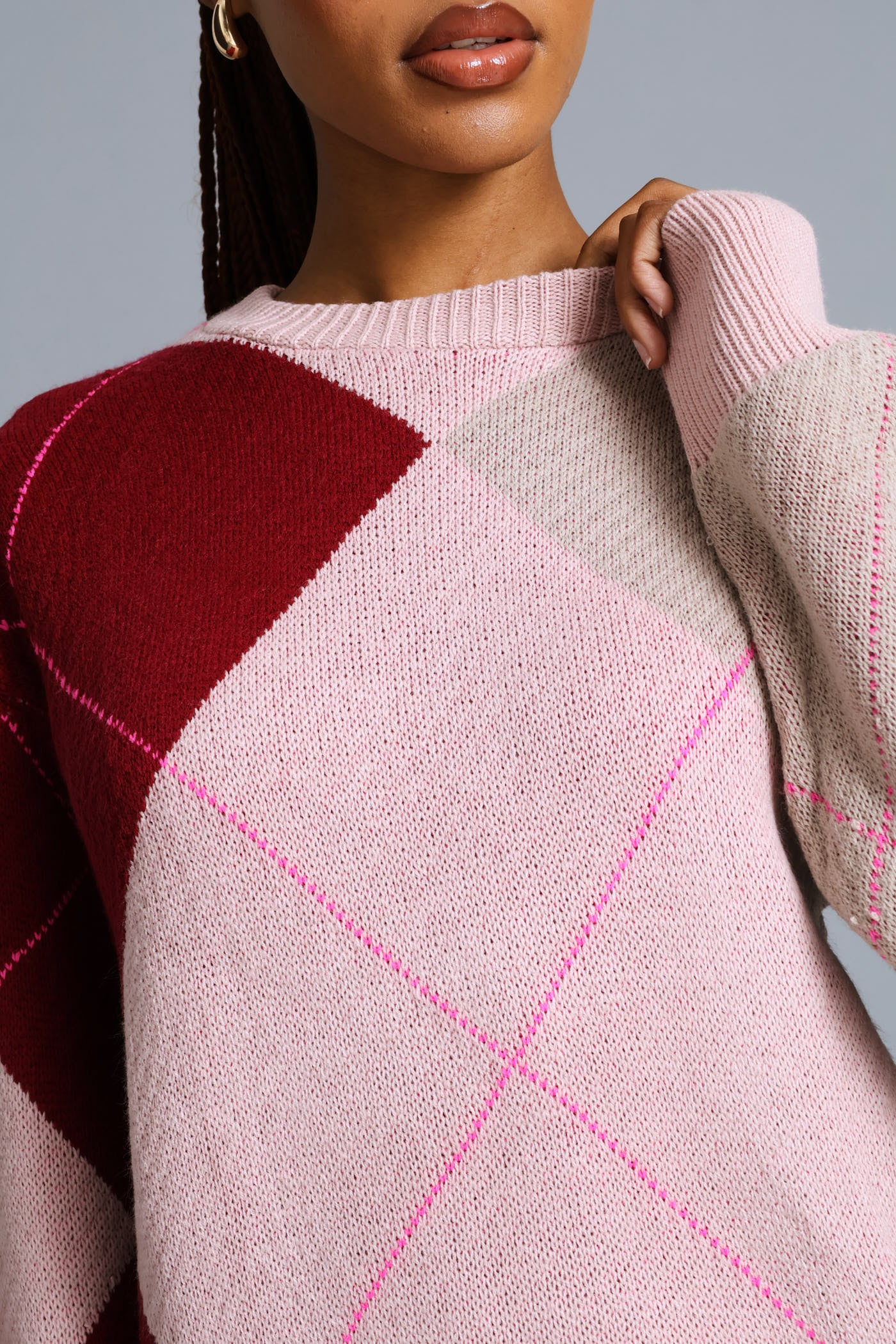 Argyle Pullover - Blush - Image 2