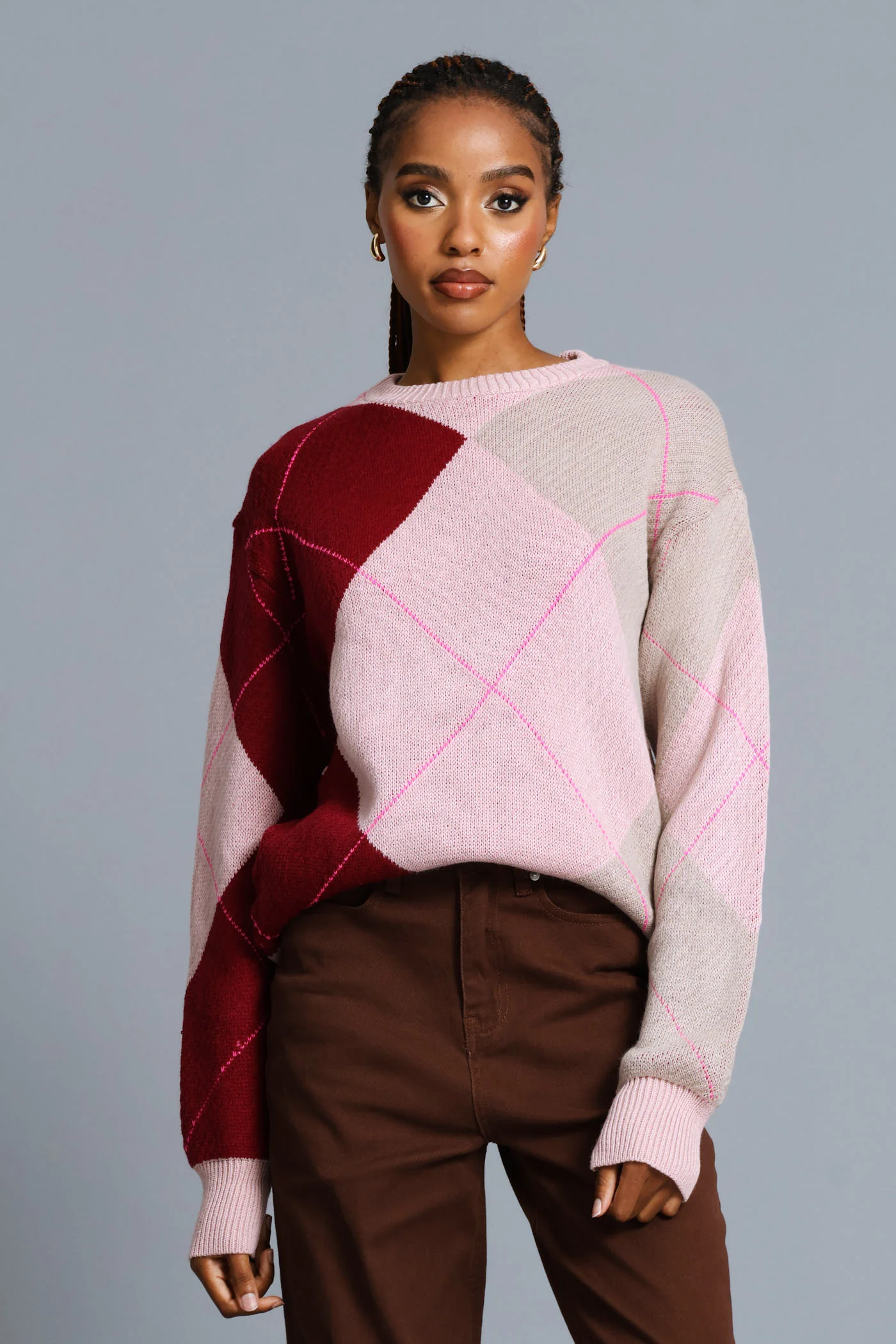 Argyle Pullover - Blush - Image 3