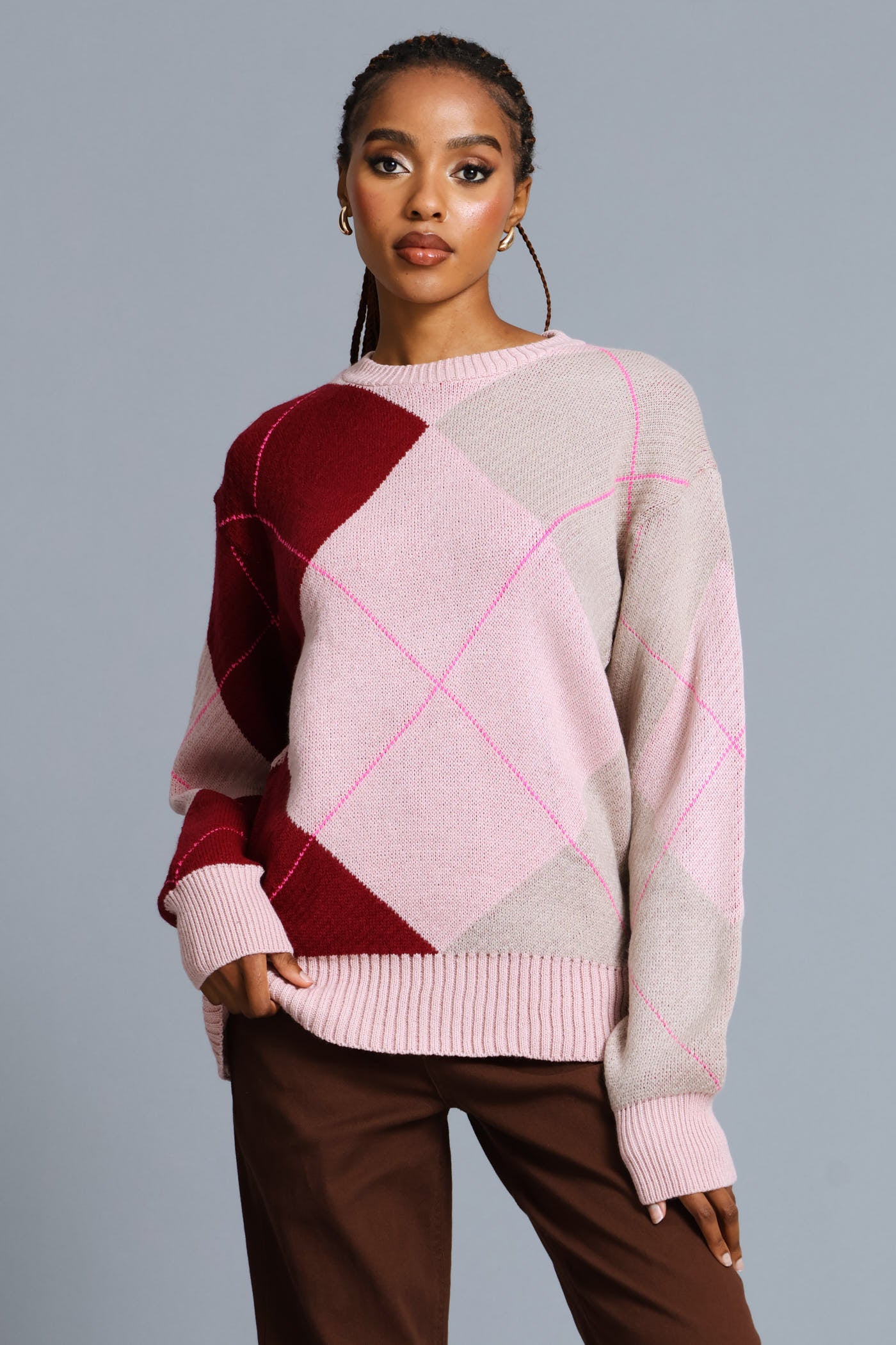 Argyle Pullover - Blush - Image 6
