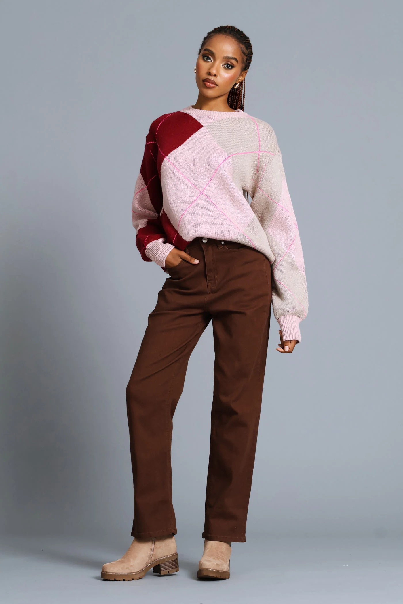 Argyle Pullover - Blush - Image 7