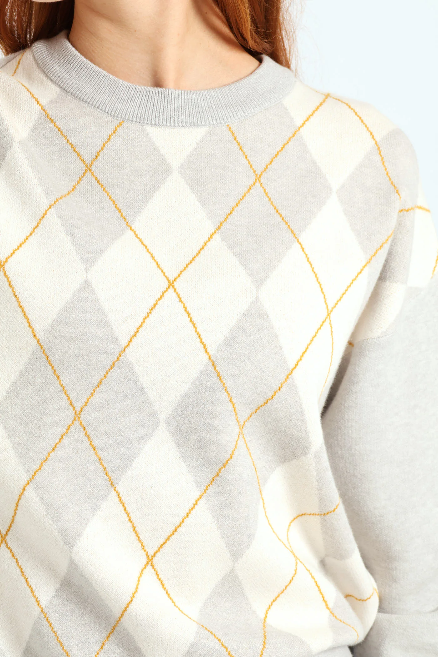 Argyle Pullover - White/Grey - Image 2
