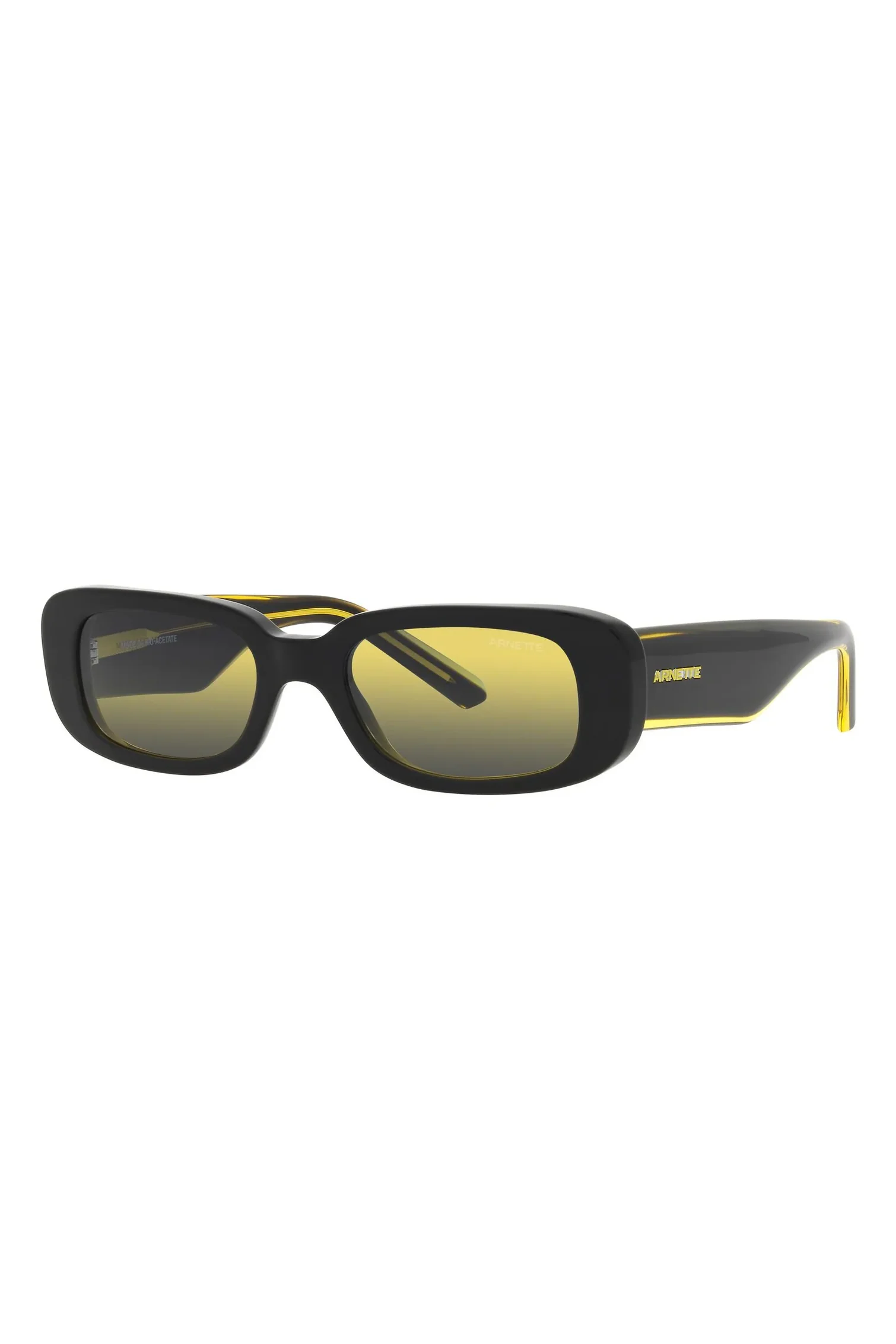 Rimmed Rectangle Sunglasses - Black/Yellow - Image 2