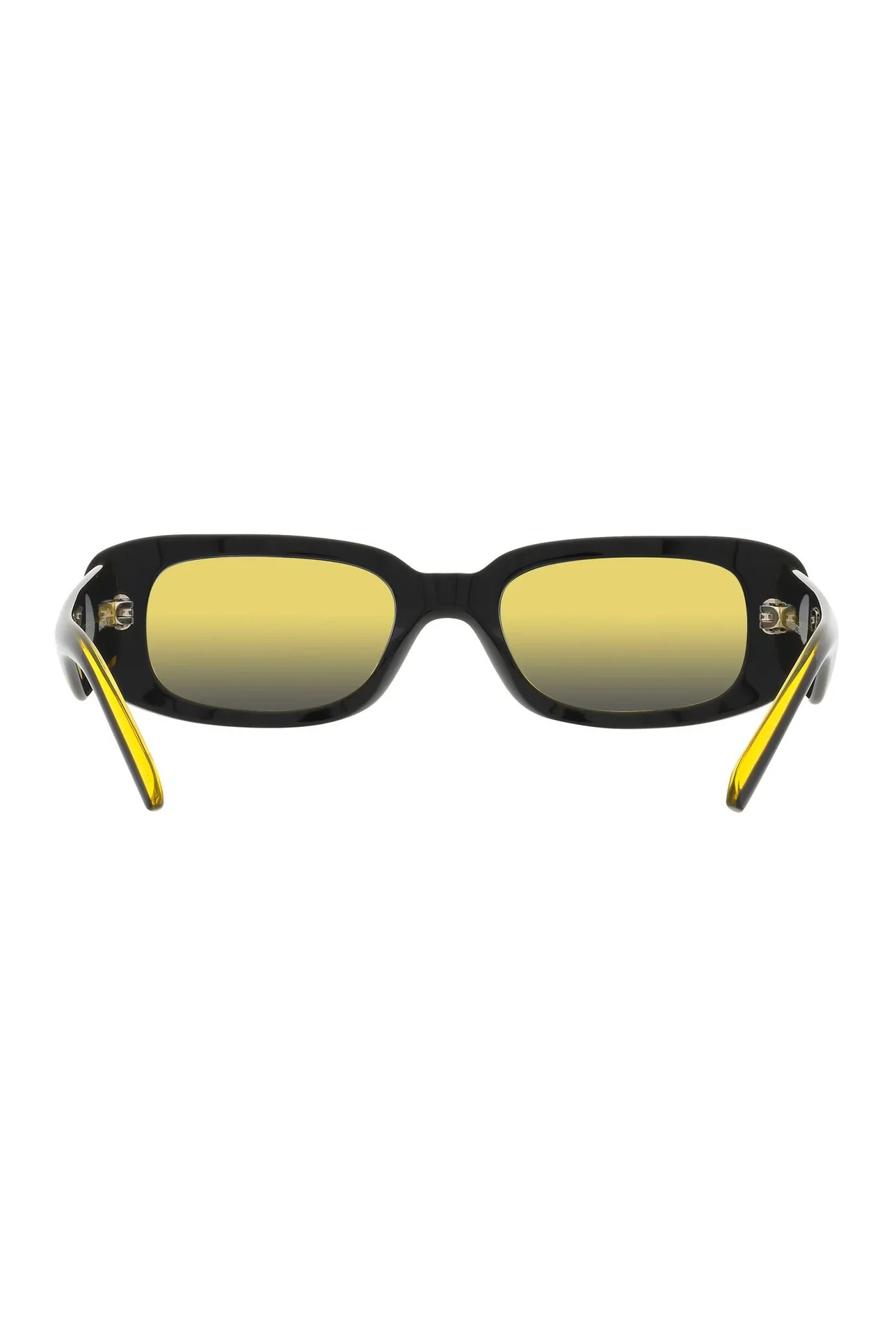 Rimmed Rectangle Sunglasses - Black/Yellow - Image 4