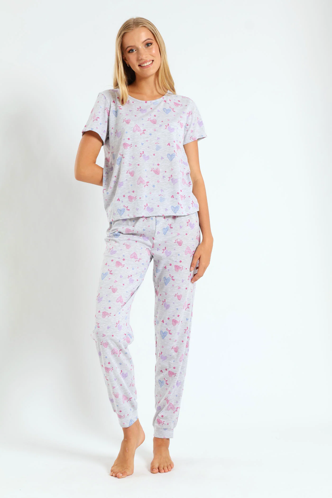 Artsy Hearts Knit Jogger - Grey Melange - Image 2