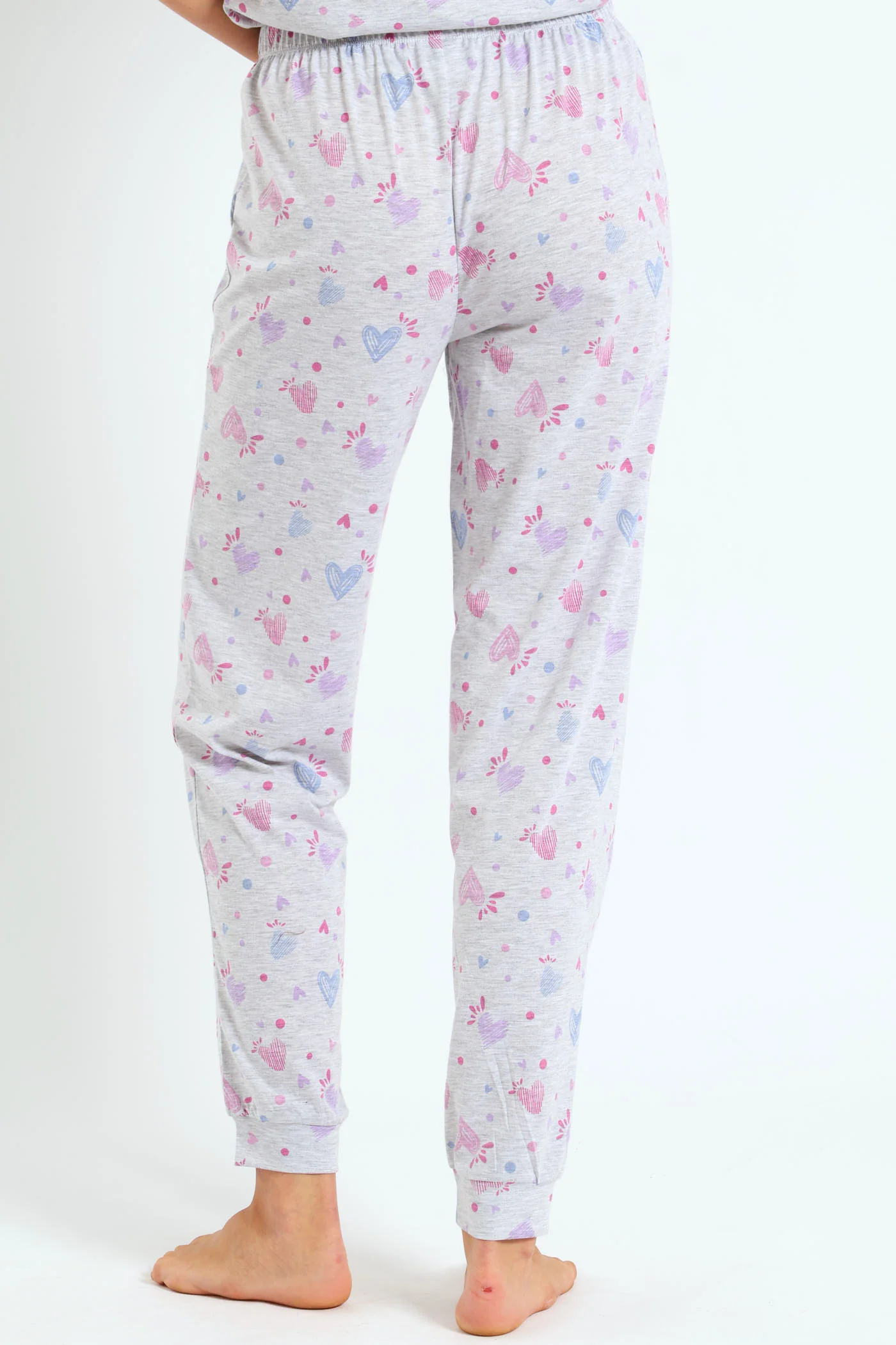 Artsy Hearts Knit Jogger - Grey Melange - Image 4