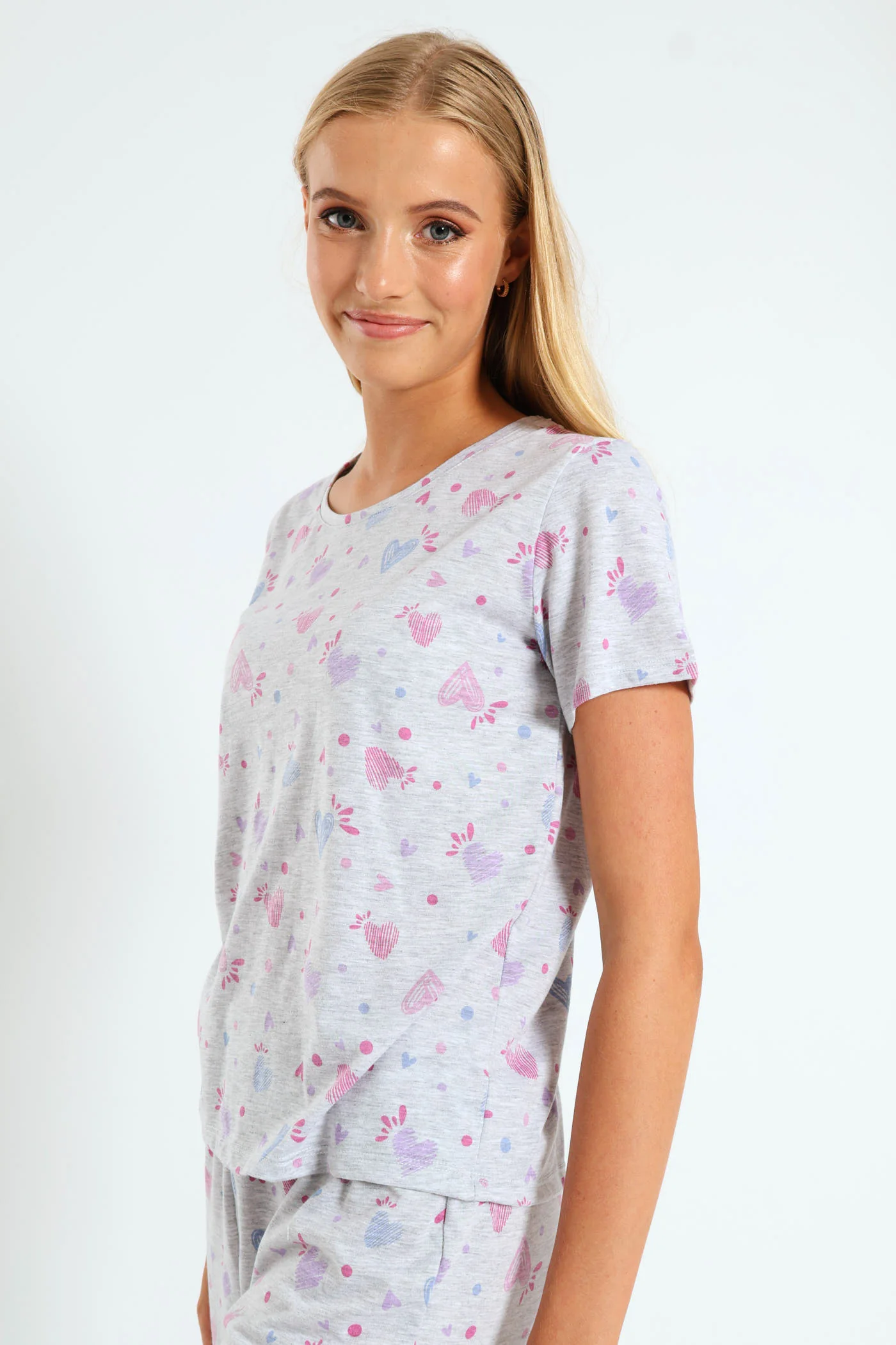 Artsy Hearts Knit Tee - Grey Melange - Image 3