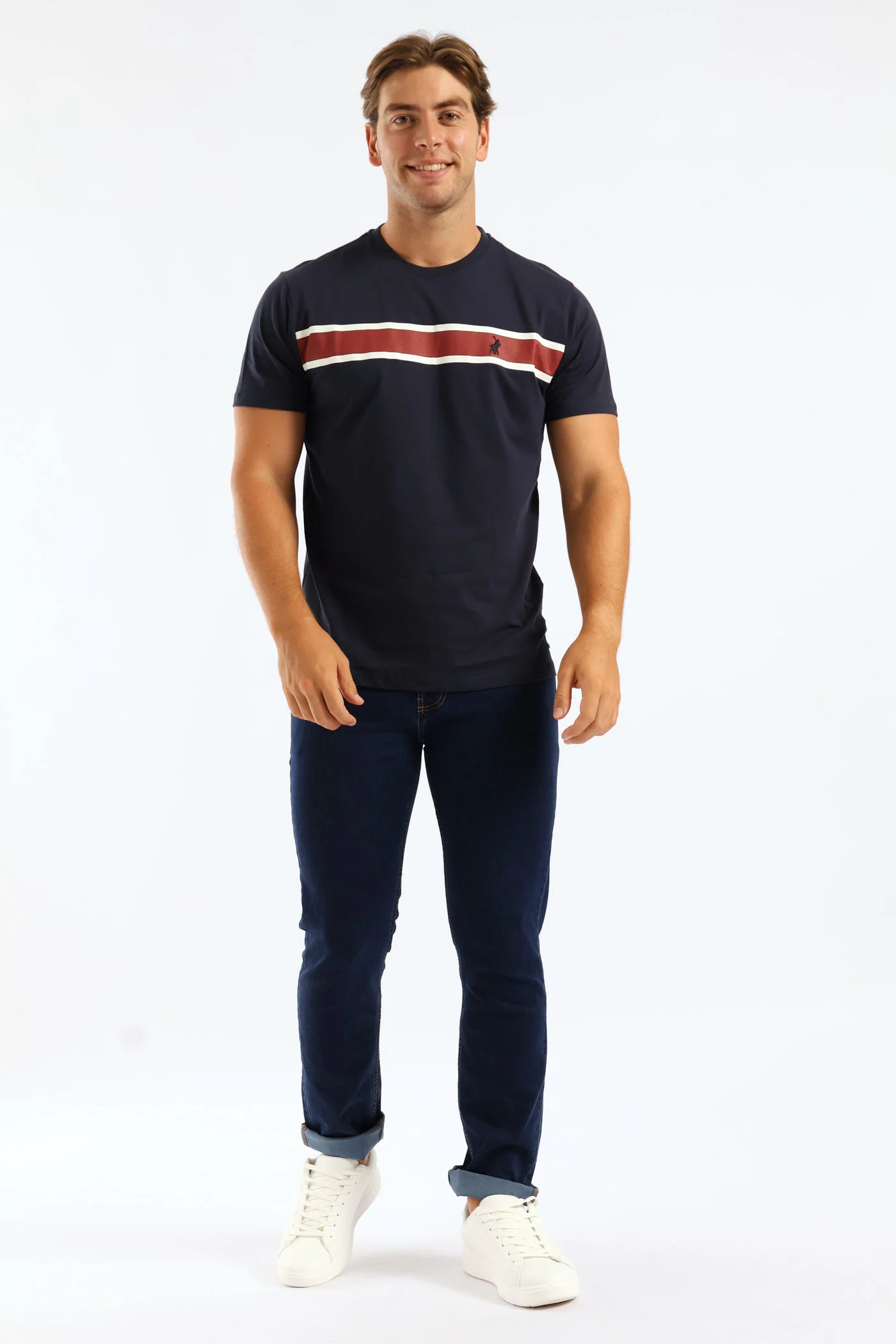 Asher Stripe Tee - Navy - Image 3