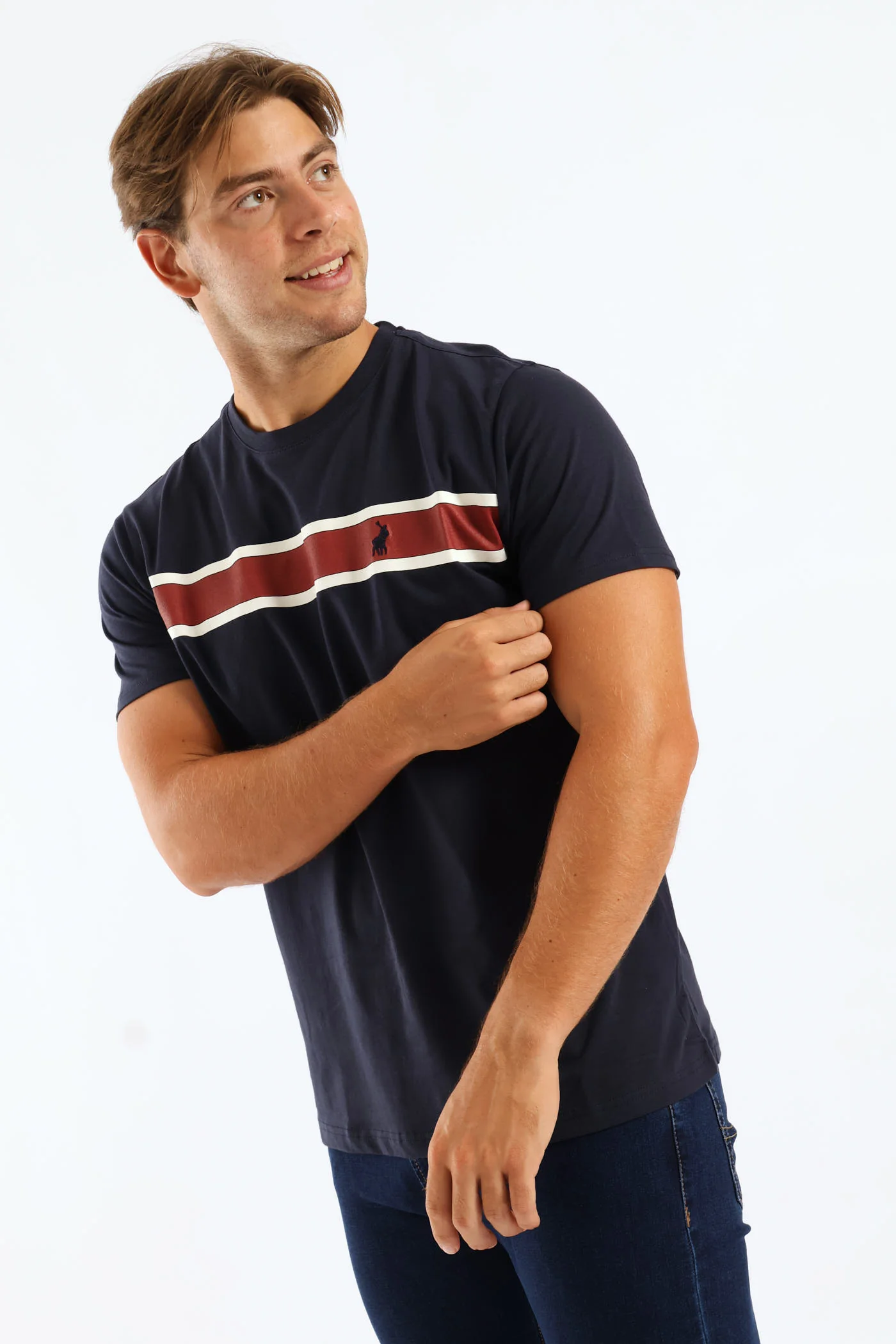 Asher Stripe Tee - Navy - Image 4